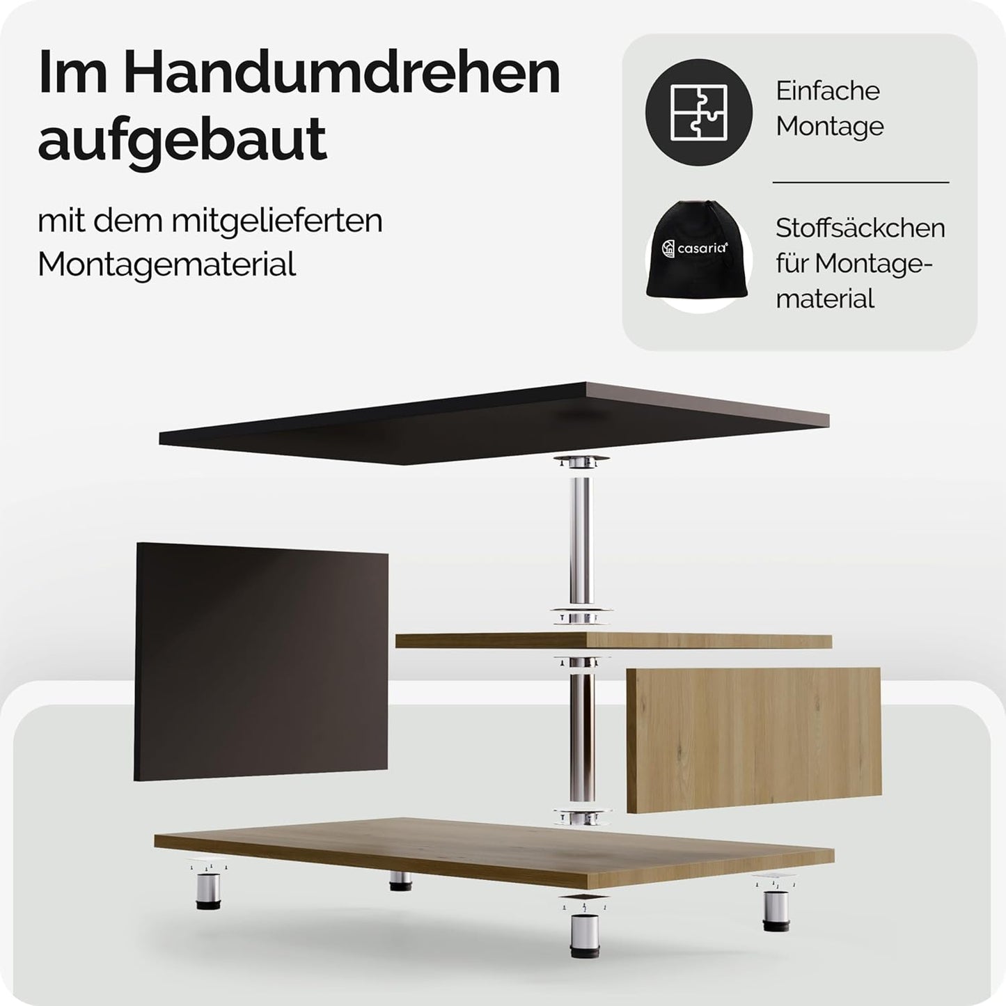 Couchtisch Orlando, Holz-grau