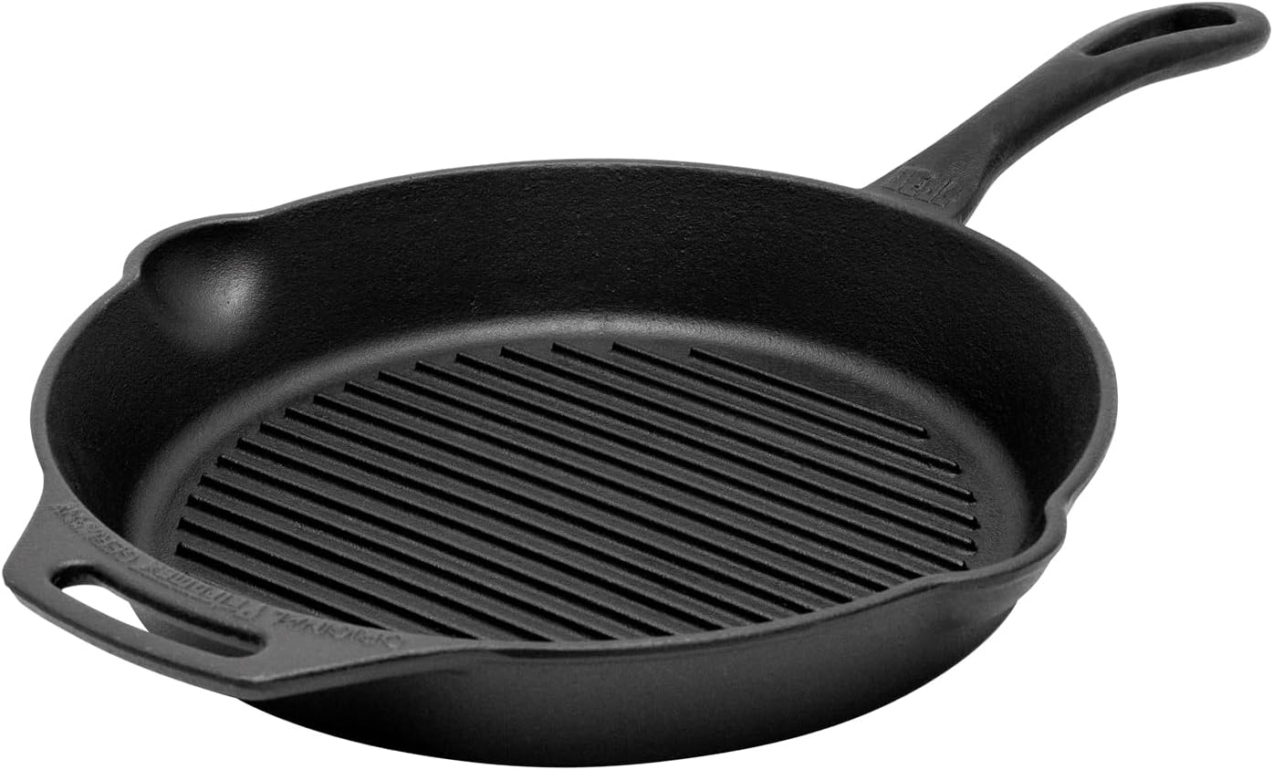Grill-Feuerpfanne aus Gusseisen Ø 30 cm, mit Stiel Ø 30 cm mit Stil