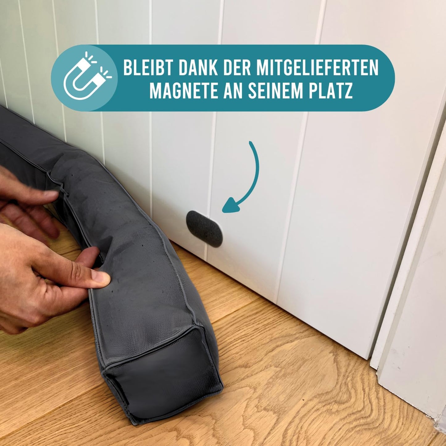 Magnetischer Zugluftstopper, 80 cm Grau