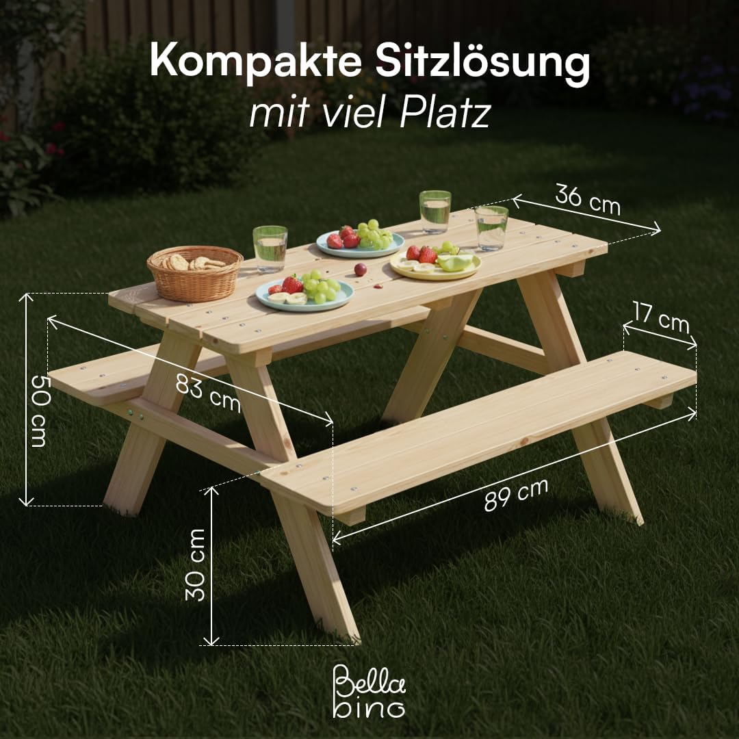 Kindersitzgruppe Picknicktisch (4 Kinder, Outdoor), ohne Lehne
