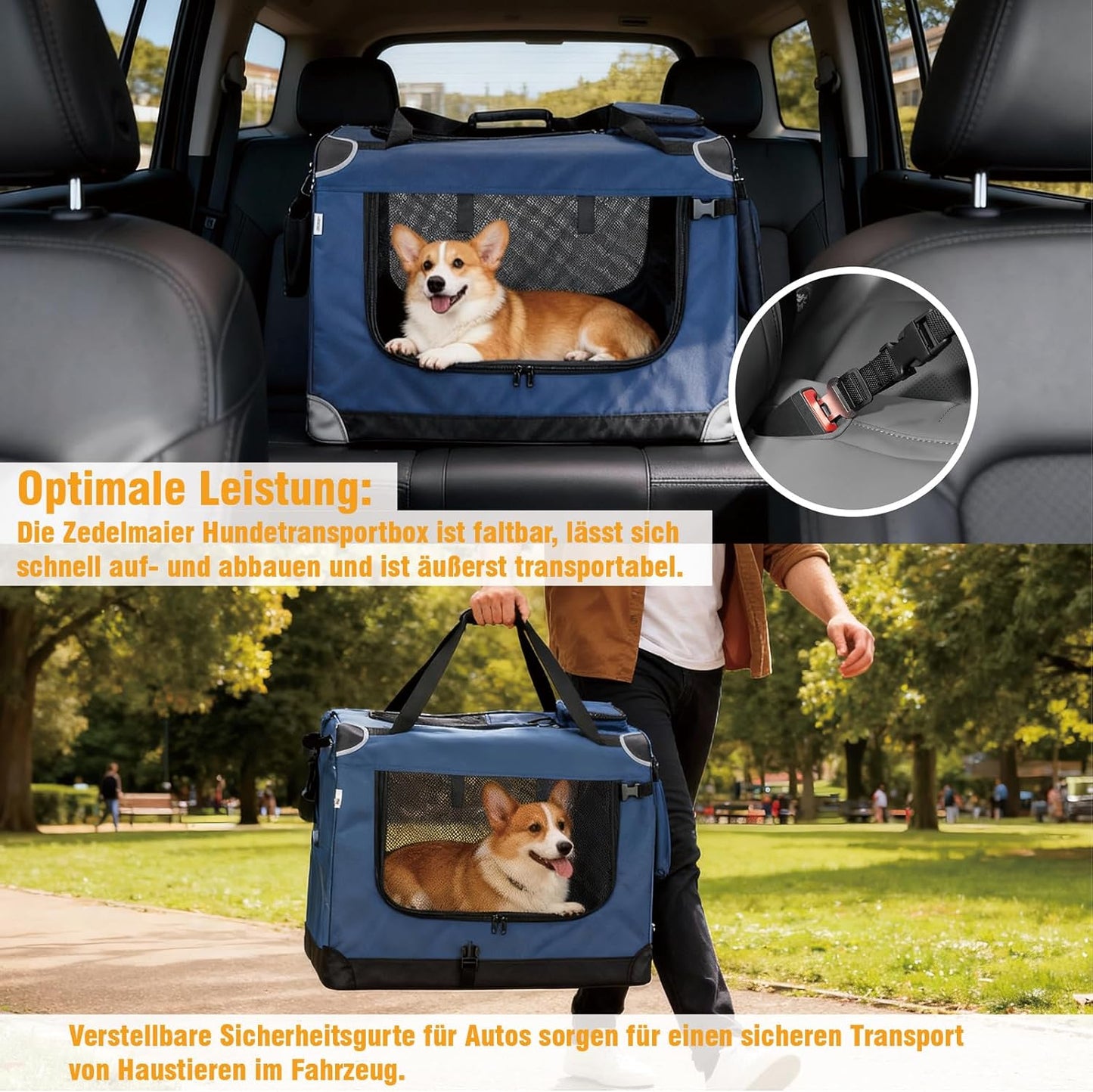 Faltbare Hundetransportbox, S Dunkelblau