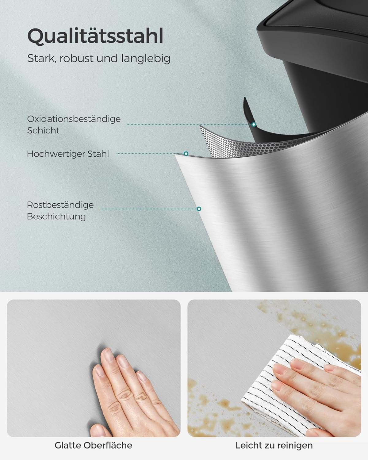 Mülltrennsystem, Metallisches Silber + Tintenschwarz