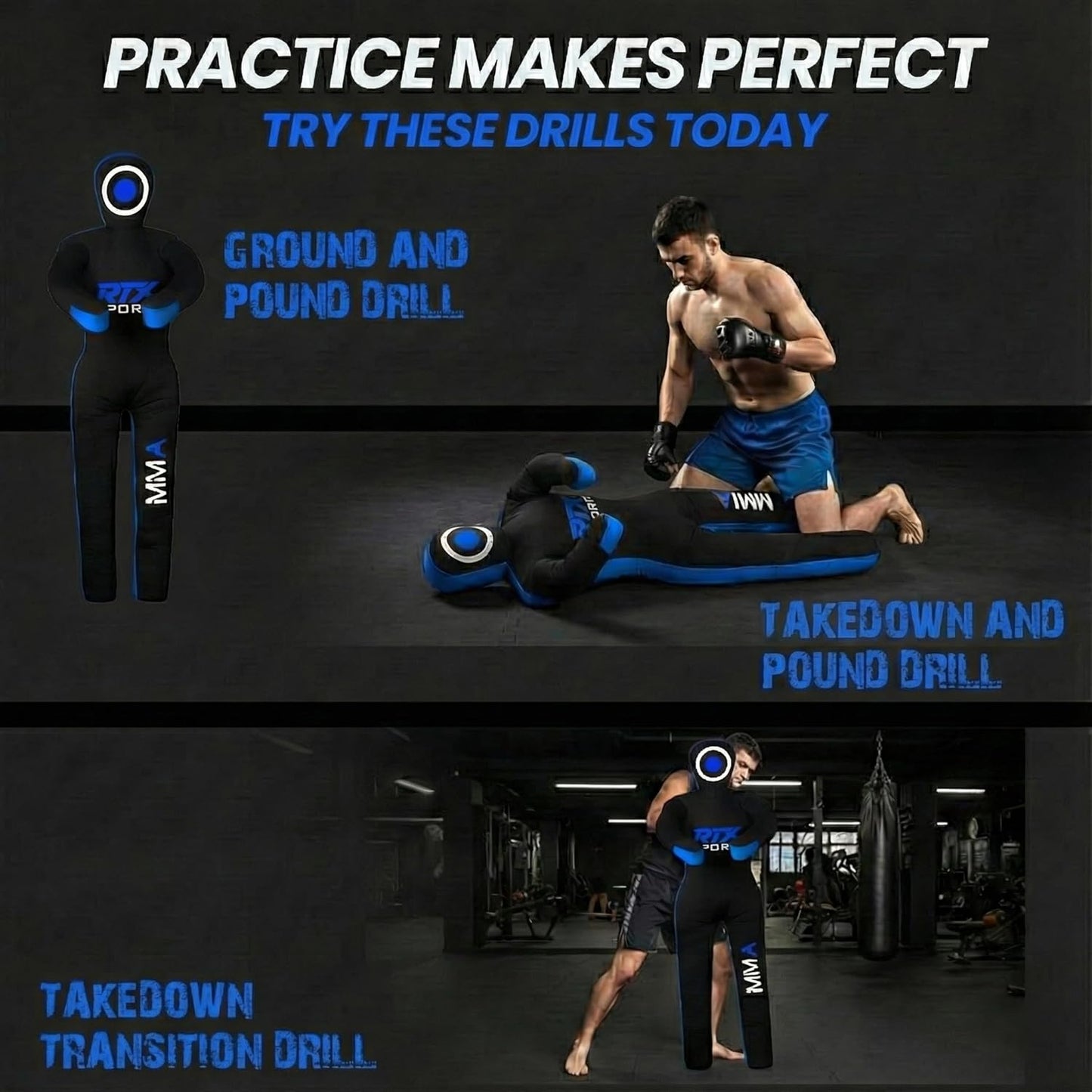 MMA Judo Grappling Dummy für Kampfsporttraining, 59" - Inches Blue