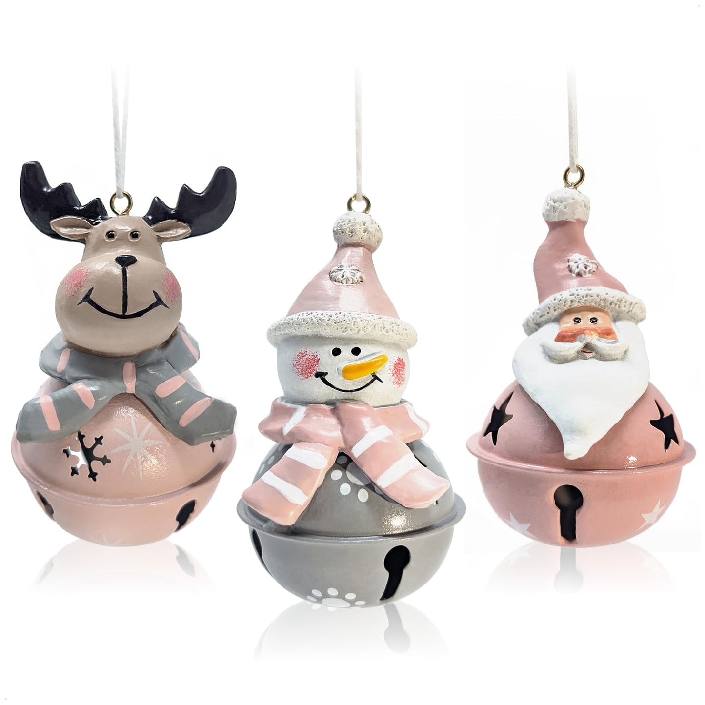 3-teiliges Weihnachtsfiguren-Set, Braun/Grau/Rosa - 3x