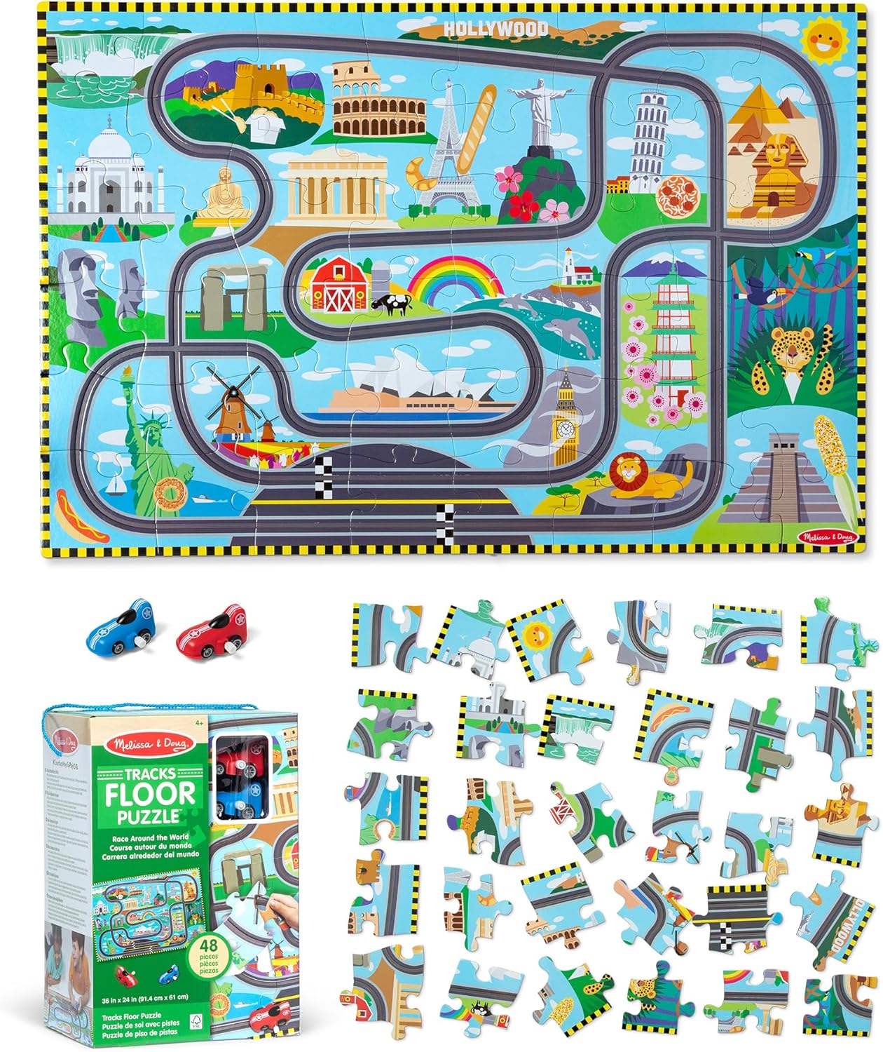 Bodenpuzzle Autorennen rund um die Welt, World Tracks Bodenpuzzle