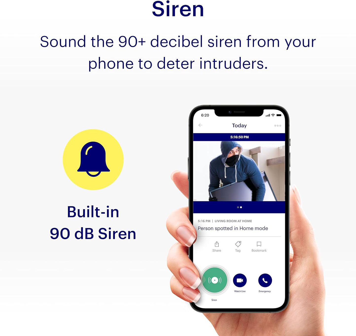 Pro Überwachungskamera mit Live-Übertragung, Sirene, Bewegungsmelder, 2-Wege-Audio und Nachtsicht