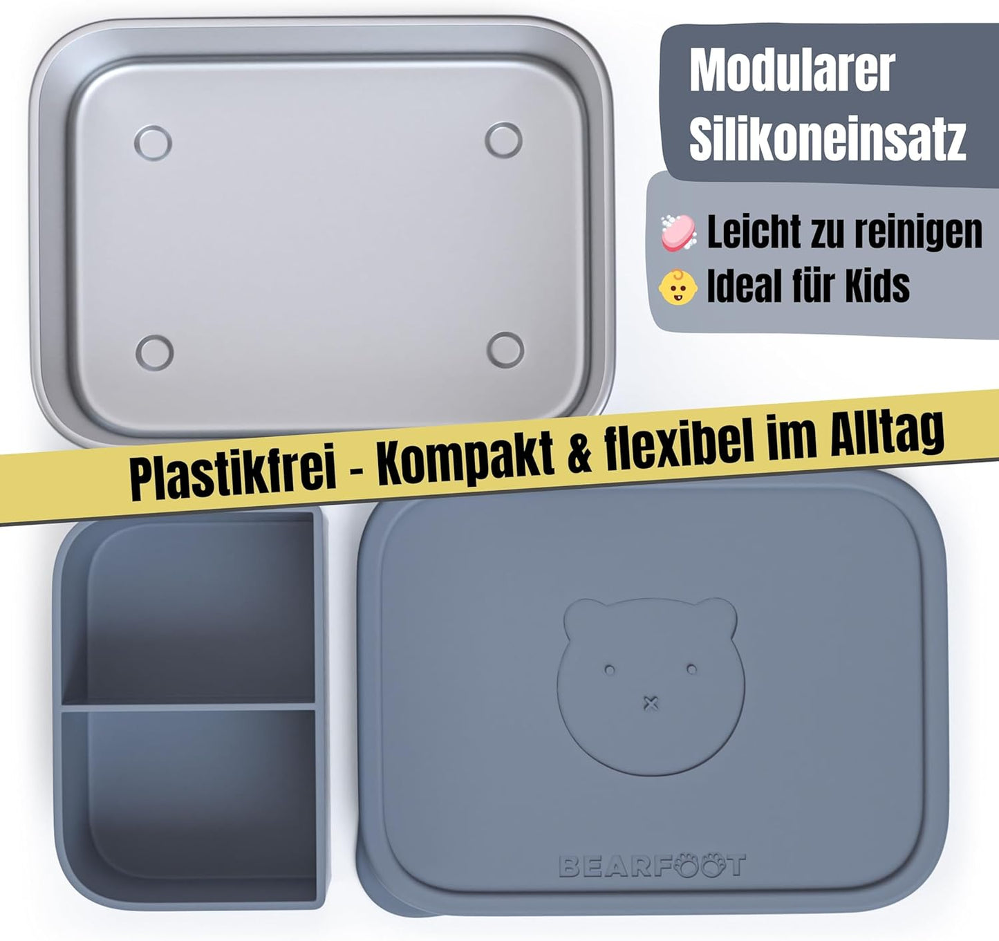 Brotdose mit Silikondeckel, Blau 1.200ml