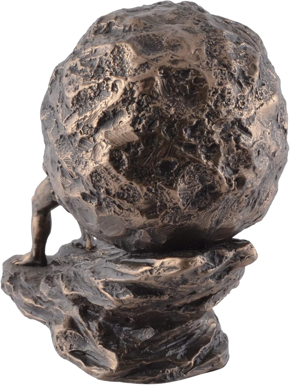 Sisyphus Skulptur bronziert - Griechische Legende mit Felsen