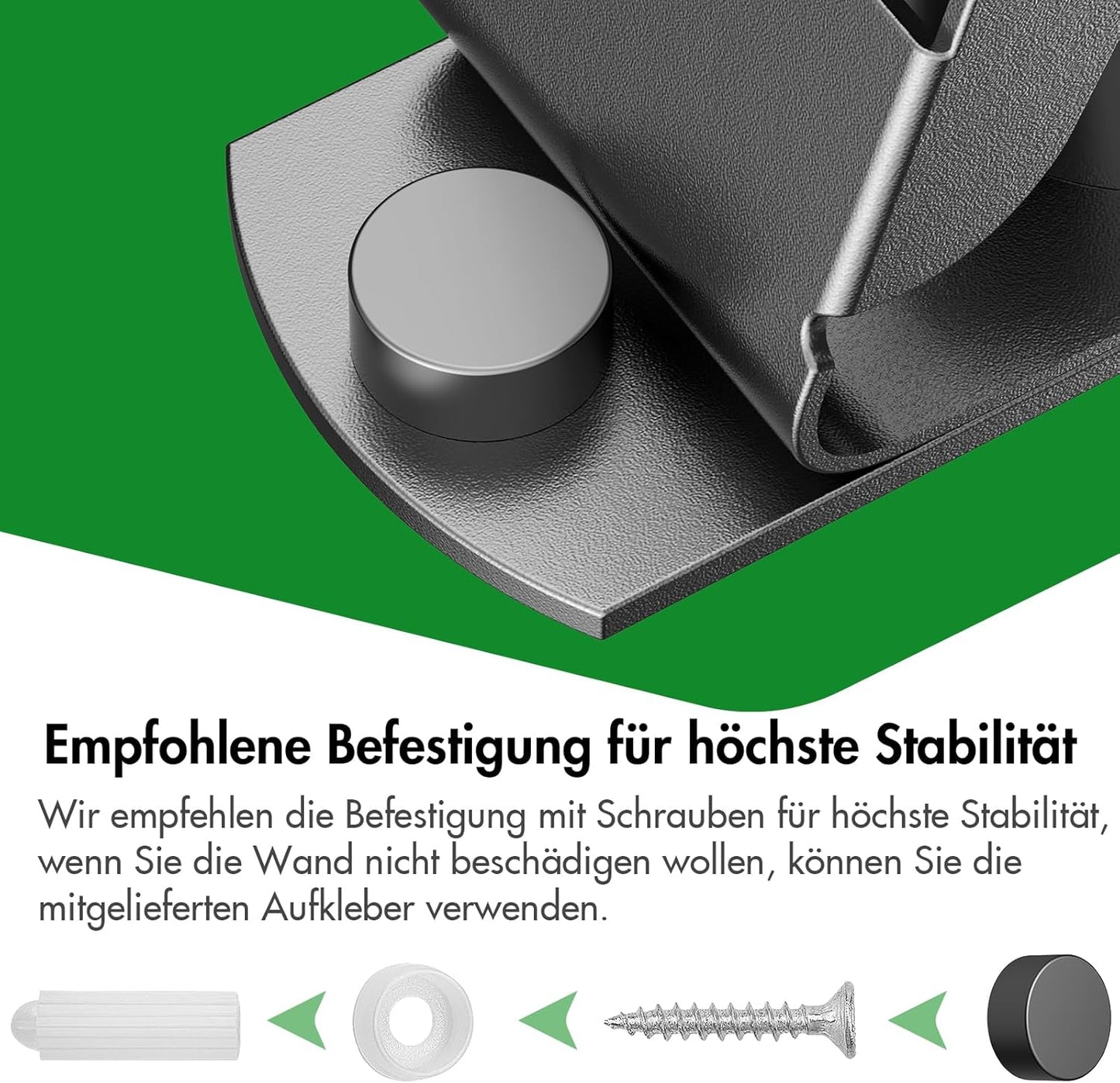 Selbstklebende Wandhalterung für Besen und Geräte (2er Set), Sx2 Schwarz