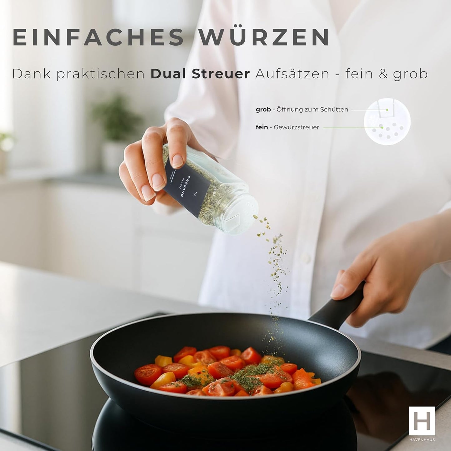 24-teiliges Gewürzgläser-Set mit Etiketten, Edelstahl Schwarz