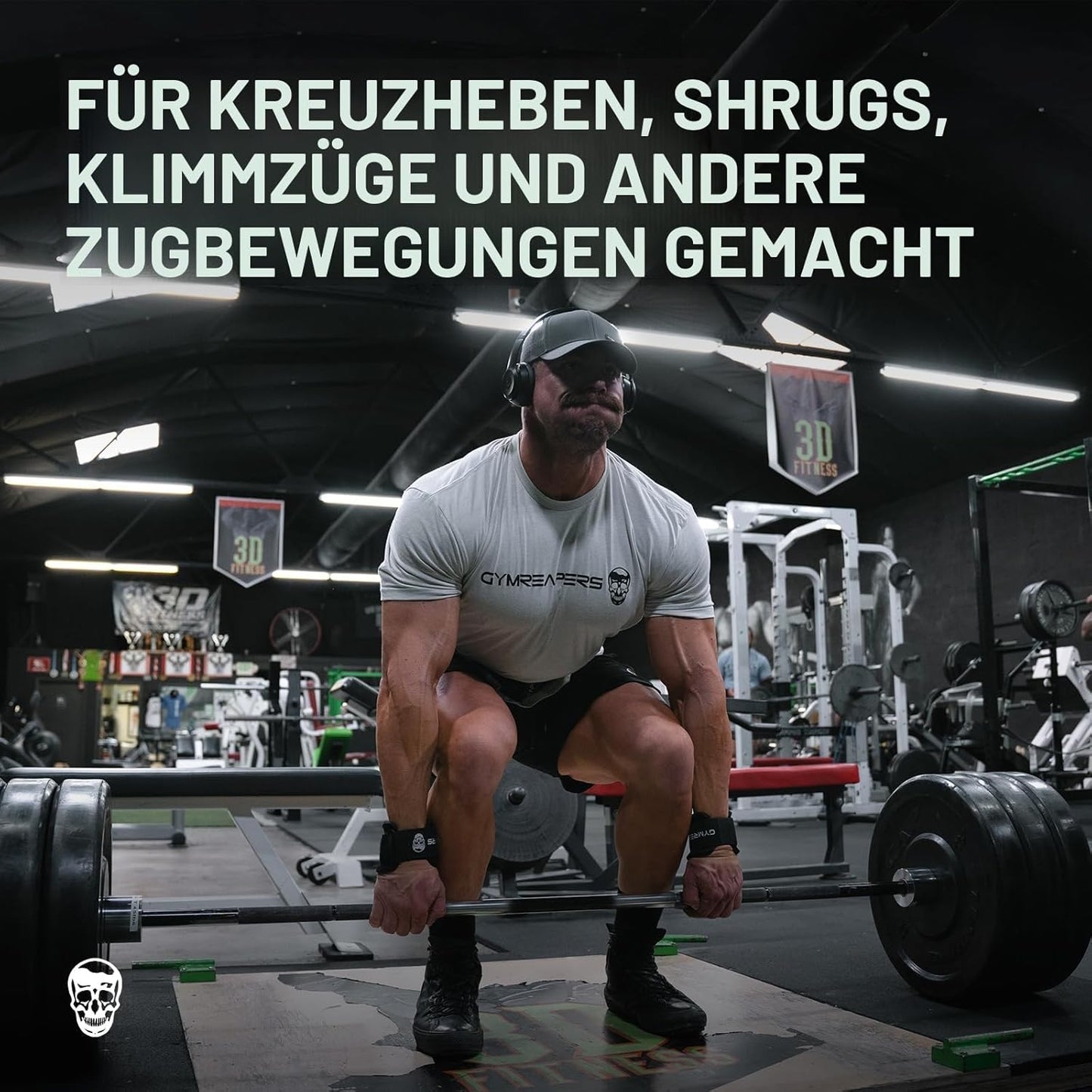 Gewichthebe-Haken mit Handgelenkschlaufen 2er-Set, Schwarz