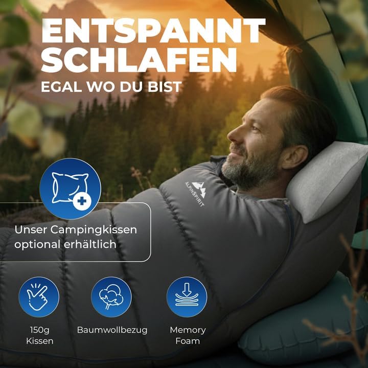 Ultraleichter 3-Jahreszeiten Mumienschlafsack, Grau