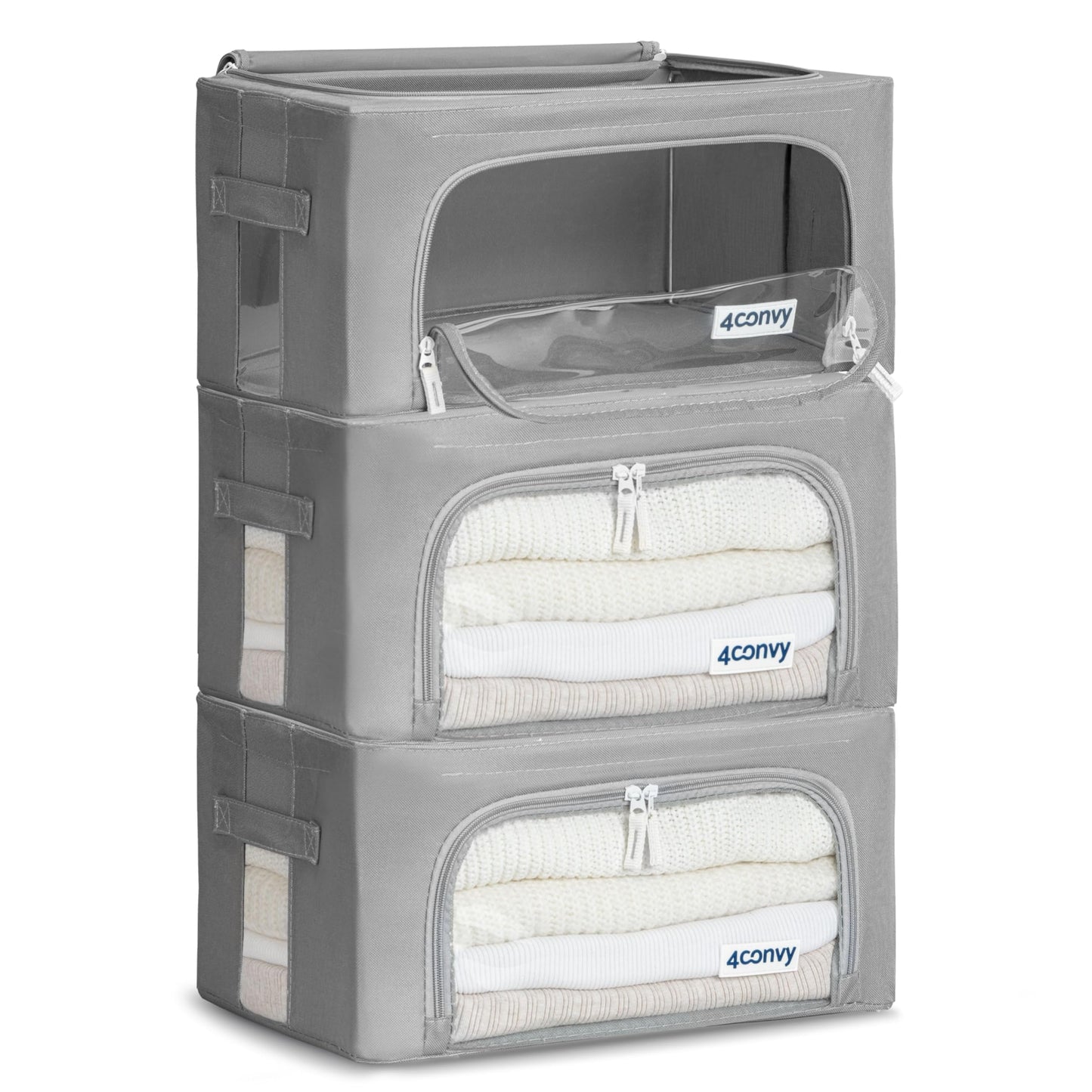 Box für Kleideraufbewahrung, 3x24L Dunkelgrau