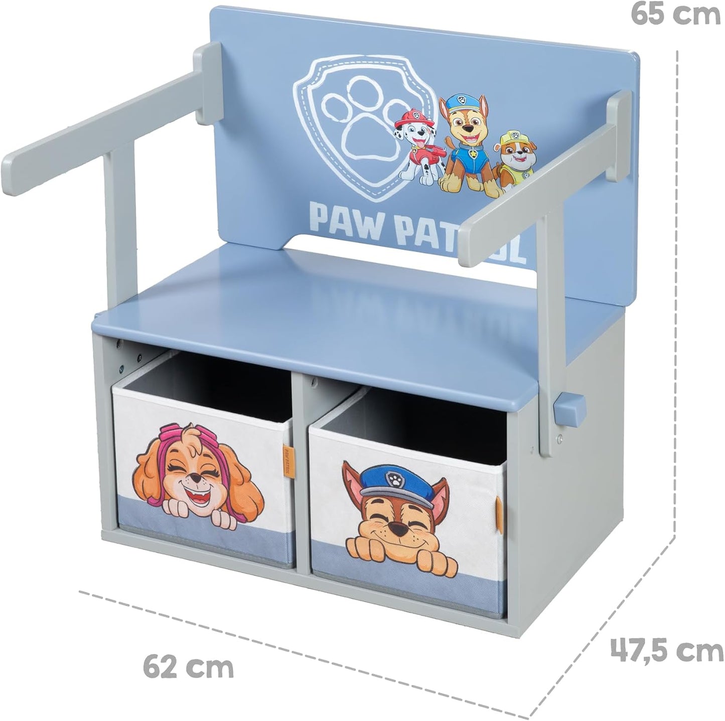 Klappbare Sitzbank mit Aufbewahrungsboxen Paw Patrol, Sitzbank