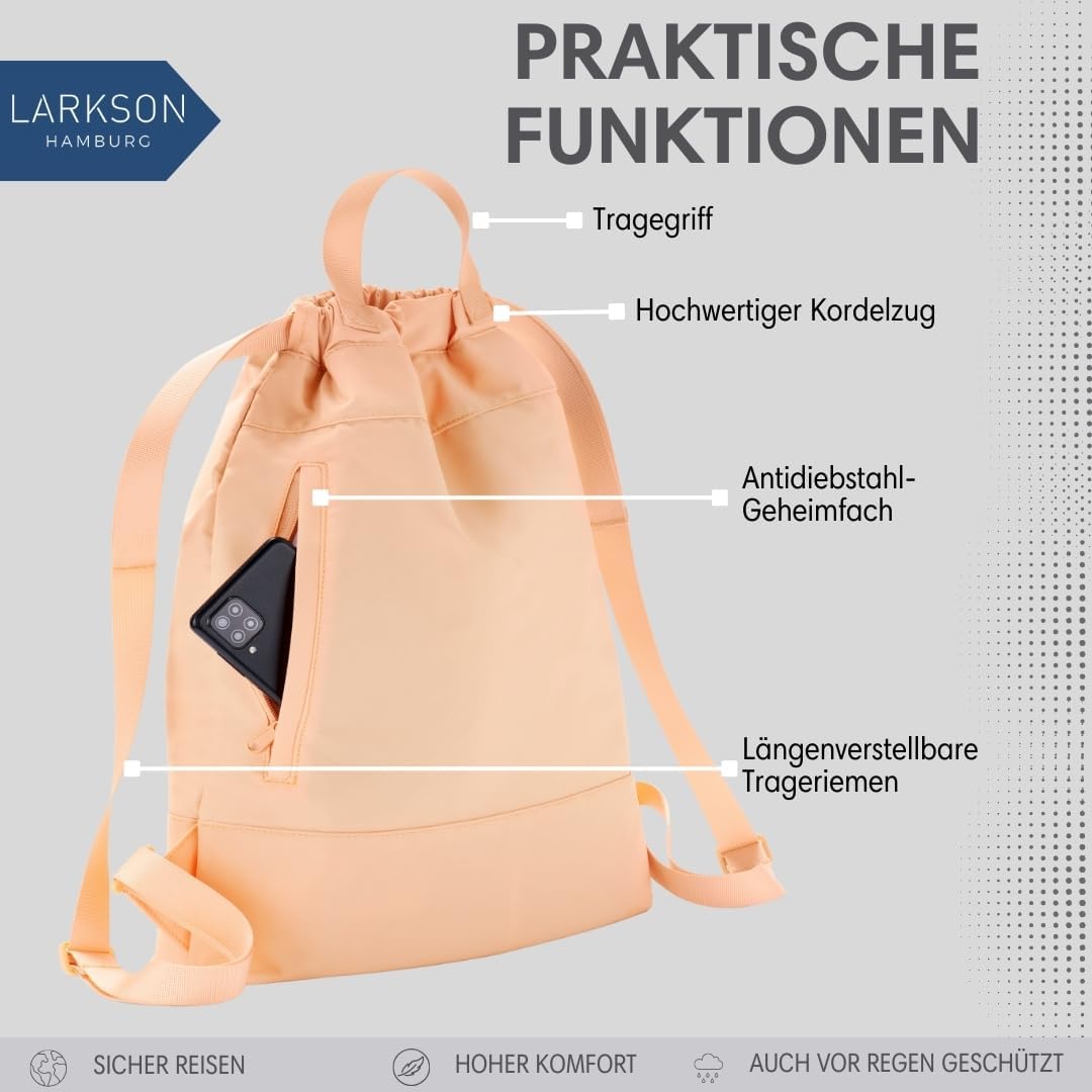 Turnbeutel No 7 mit Aussentasche, Peach
