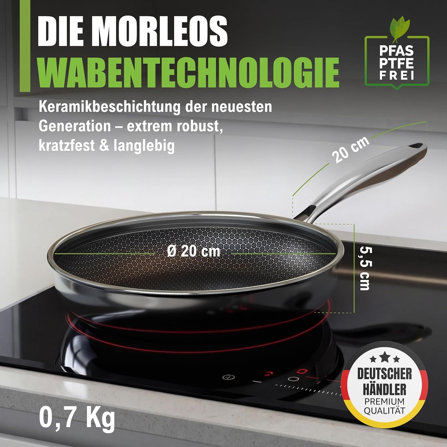 Keramikpfanne 20 cm, Ø 20cm Grün