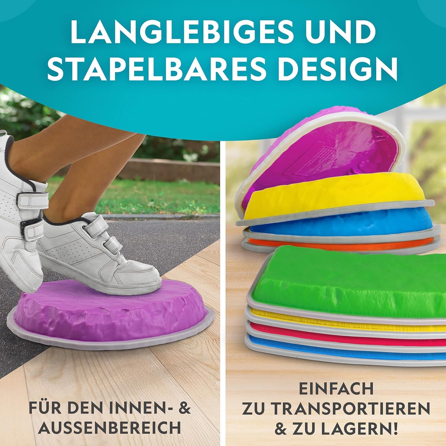 National Geographic Kids Balanciersteine & Balance-Balken, 12-teiliges Hindernisparcours-Set