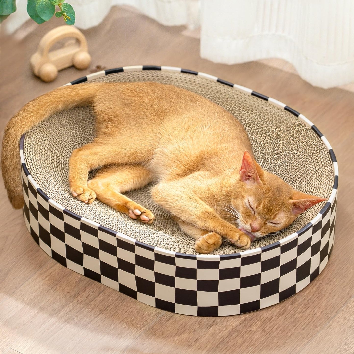 Katzenkratzbrett, 16.9" L x 12.9" W x 3.9" Th Schachbrettmuster