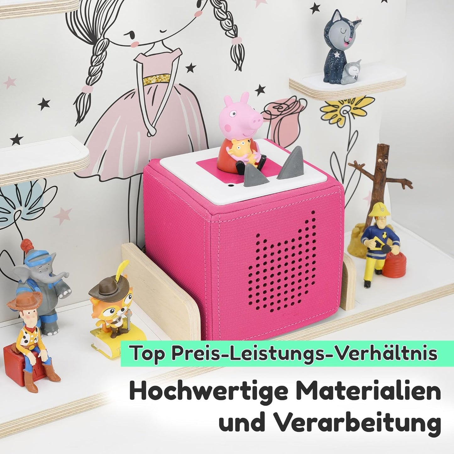 Kinder Regal für Toniebox, 58x53x15 cm (1er Pack) Blumenprinzessin