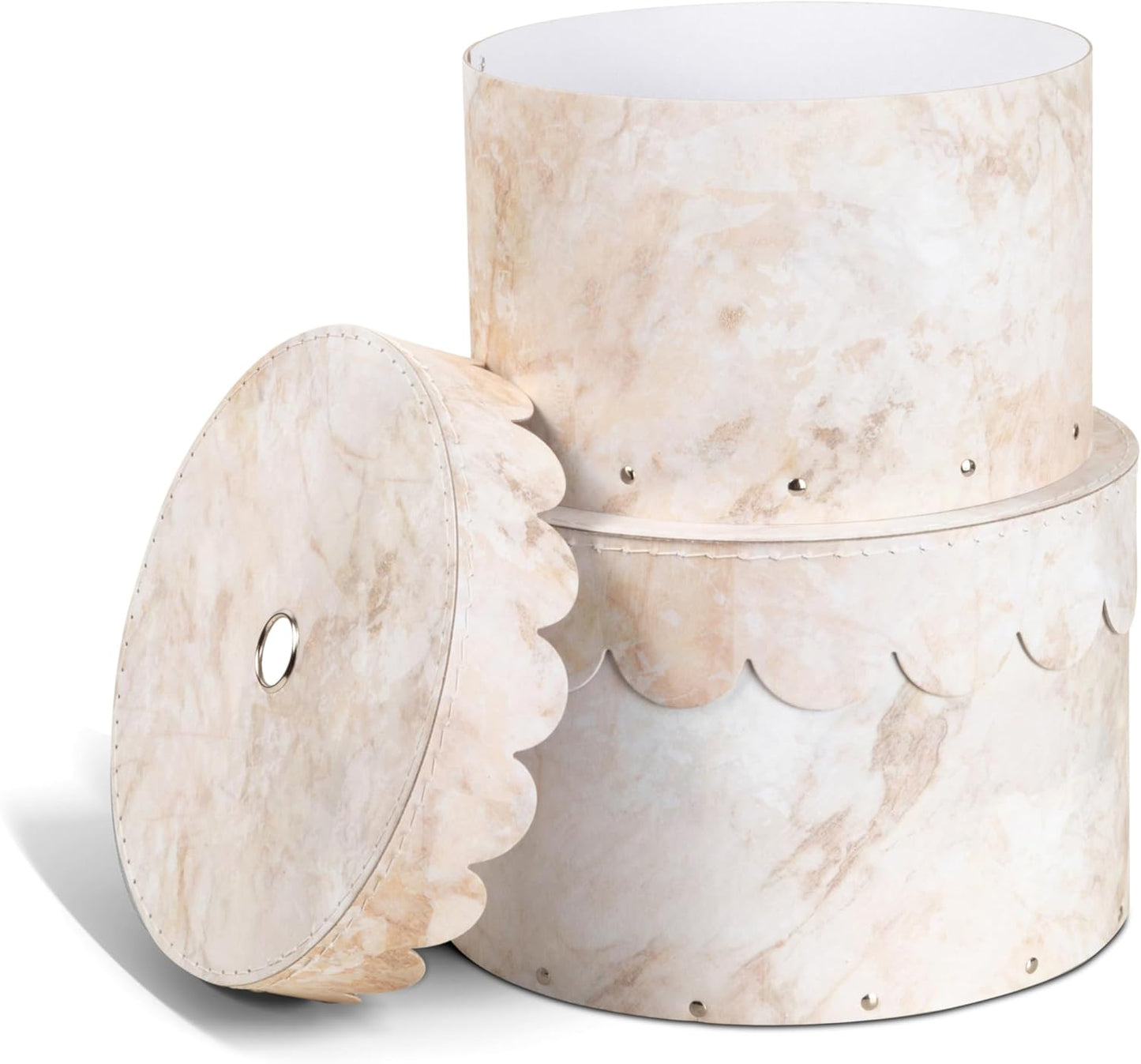 Runde Aufbewahrungsboxen-Set, Beige 2