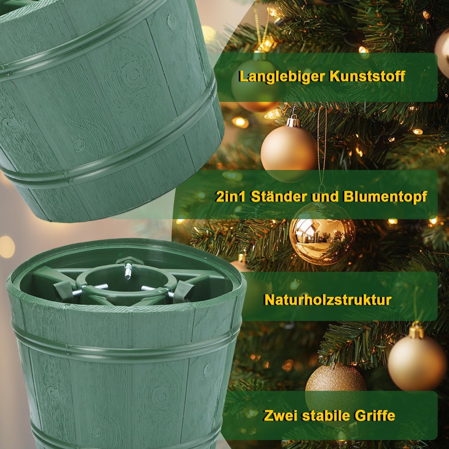 Weihnachtsbaumständer für Bäume bis 2,8 m, Grün Ø 25-34 cm