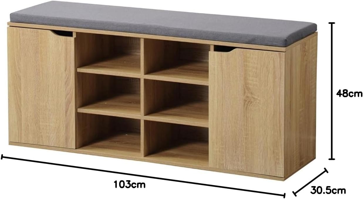 Schuhschrank mit Sitzkissen, Faserplatte, Braun