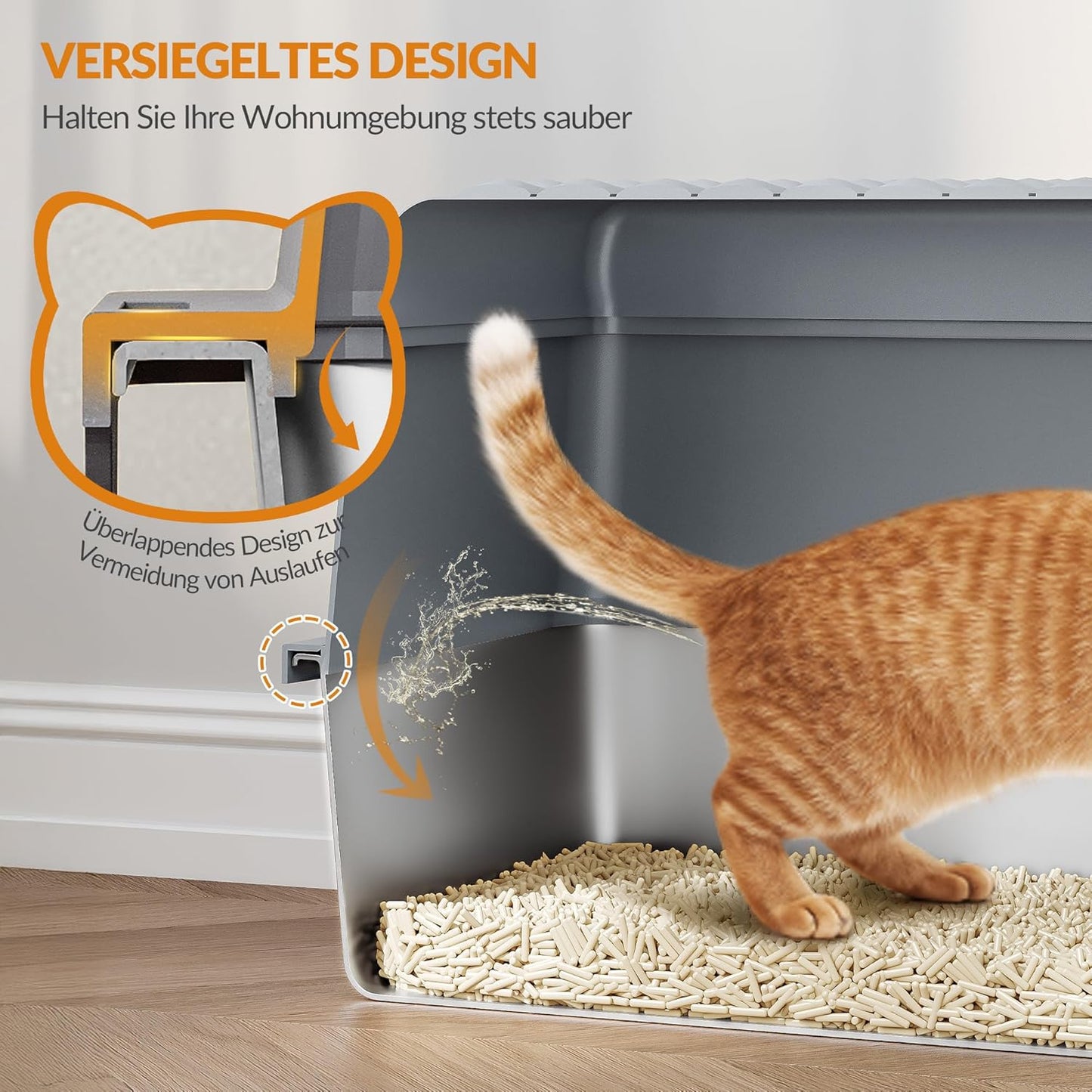 Geschlossene Katzentoilette mit Klappdeckel, Gris Foncé 1 Unité