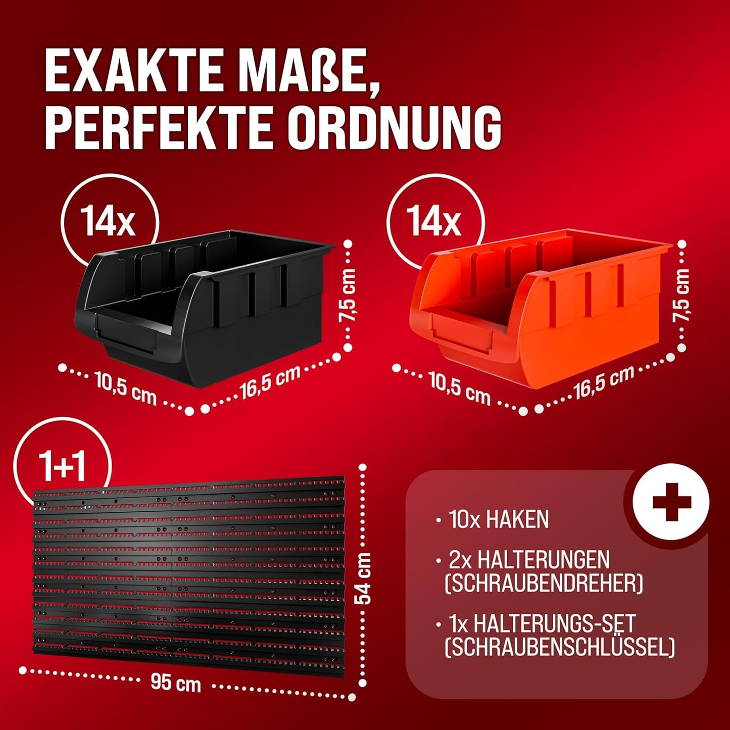 Werkzeugregal mit Stapelboxen & Halter, 43-tlg., Stapelboxen+Werkzeughalter 43 tlg.
