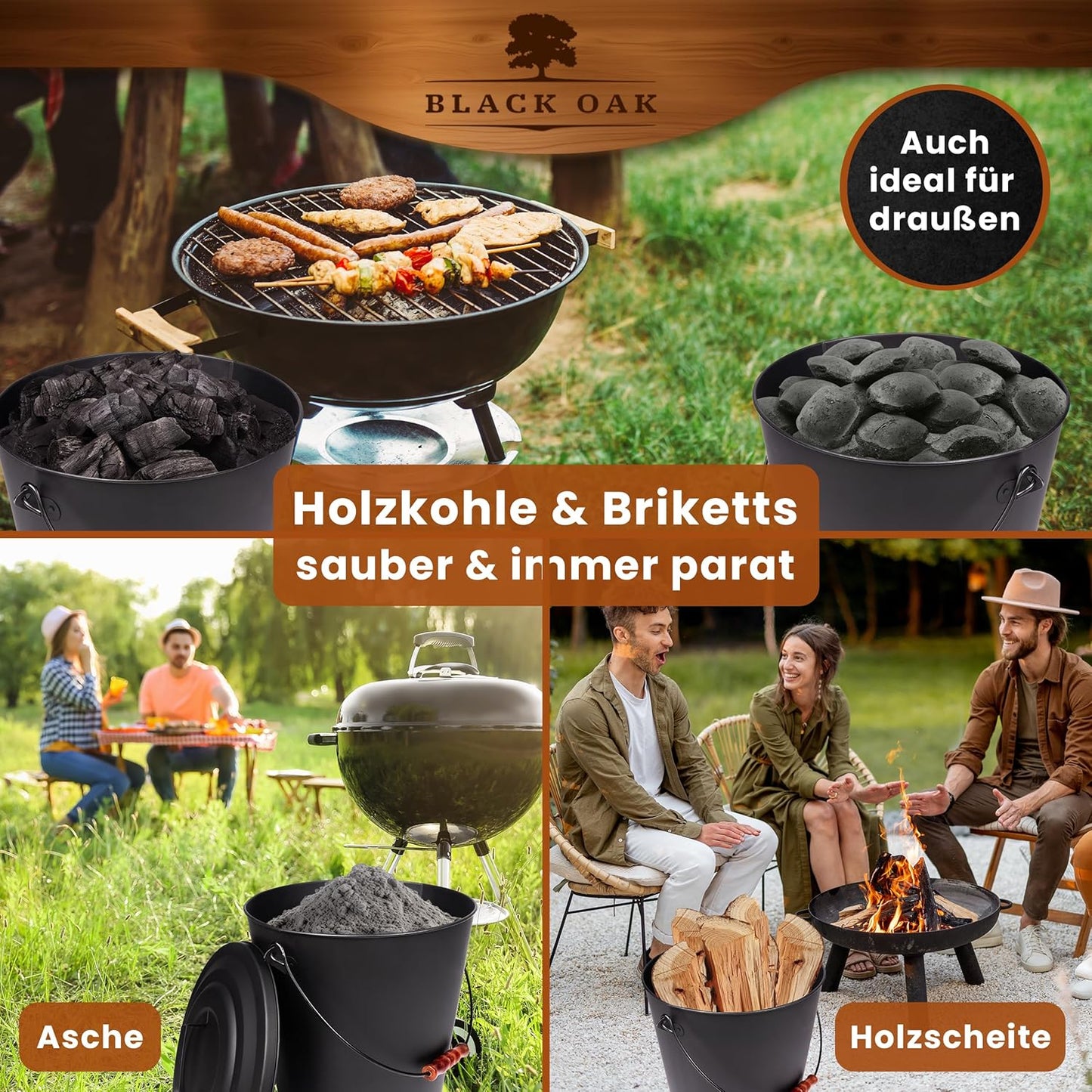 Ascheeimer-Set Santorini, Santorini 25L + Feger & Schaufel