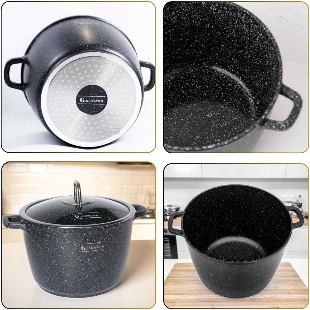 Suppentopf mit Glasdeckel, Schwarz 10L - Ø 28 CM