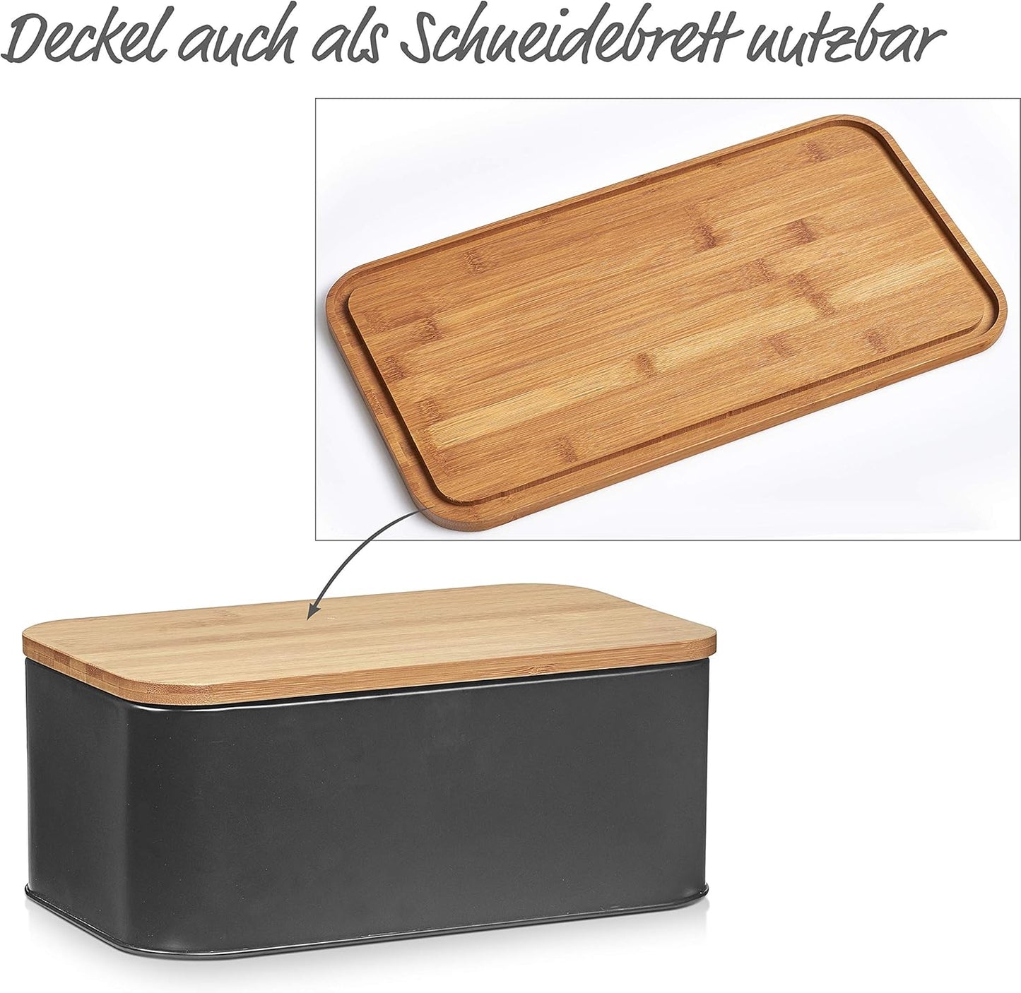 25372 Brotkasten, Schwarz ca. 31 x 18 x 12,5 cm