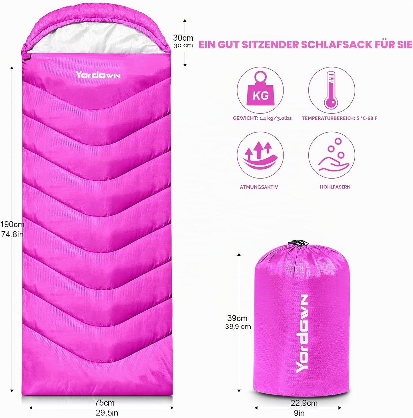 Outdoor Deckenschlafsack, Rose Pink