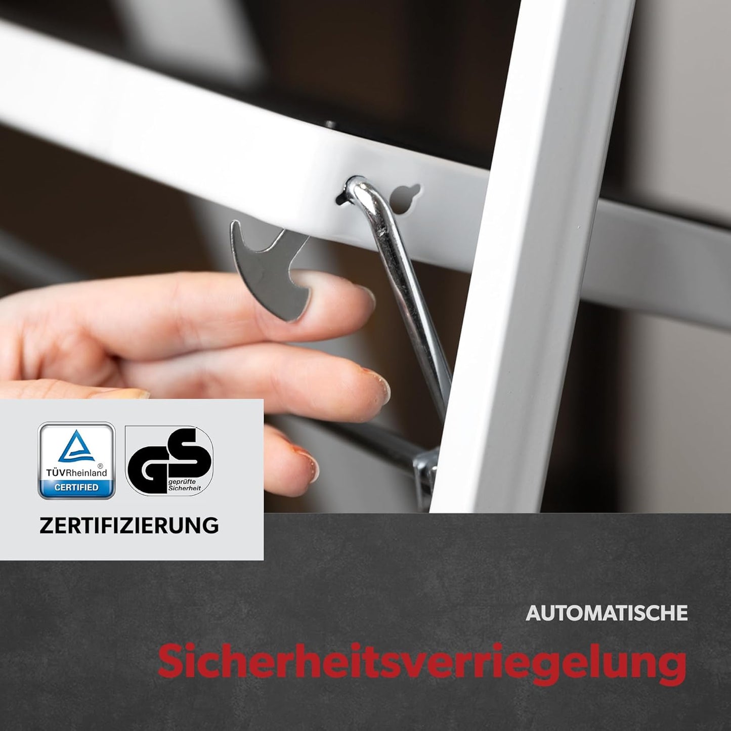 Klapptritt mit 2 Stufen und Anti-Rutschmatten, Weiss, 2-stufig