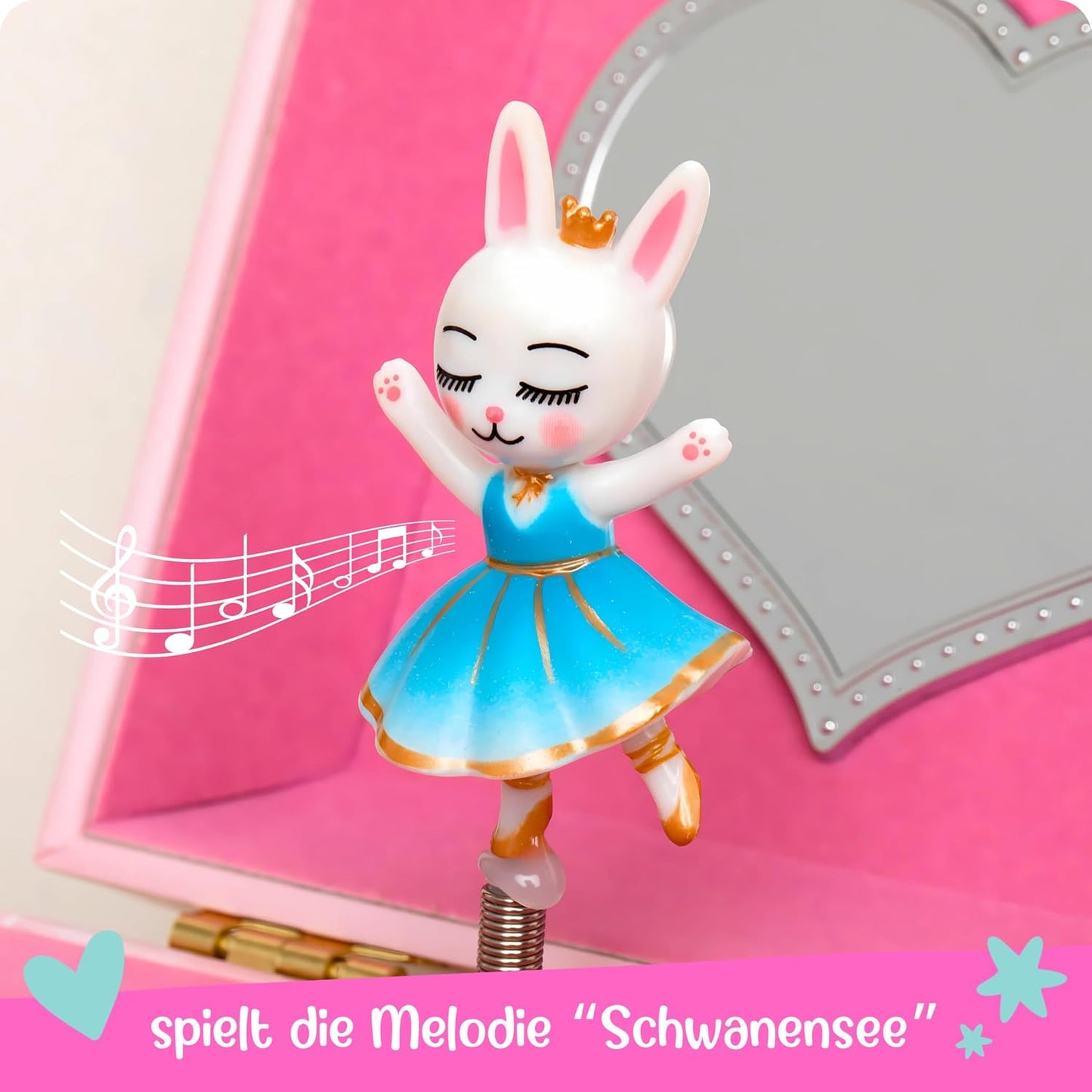Schmuckschatulle mit Spieluhr & Spiegel für Kinder, Tiertänzer