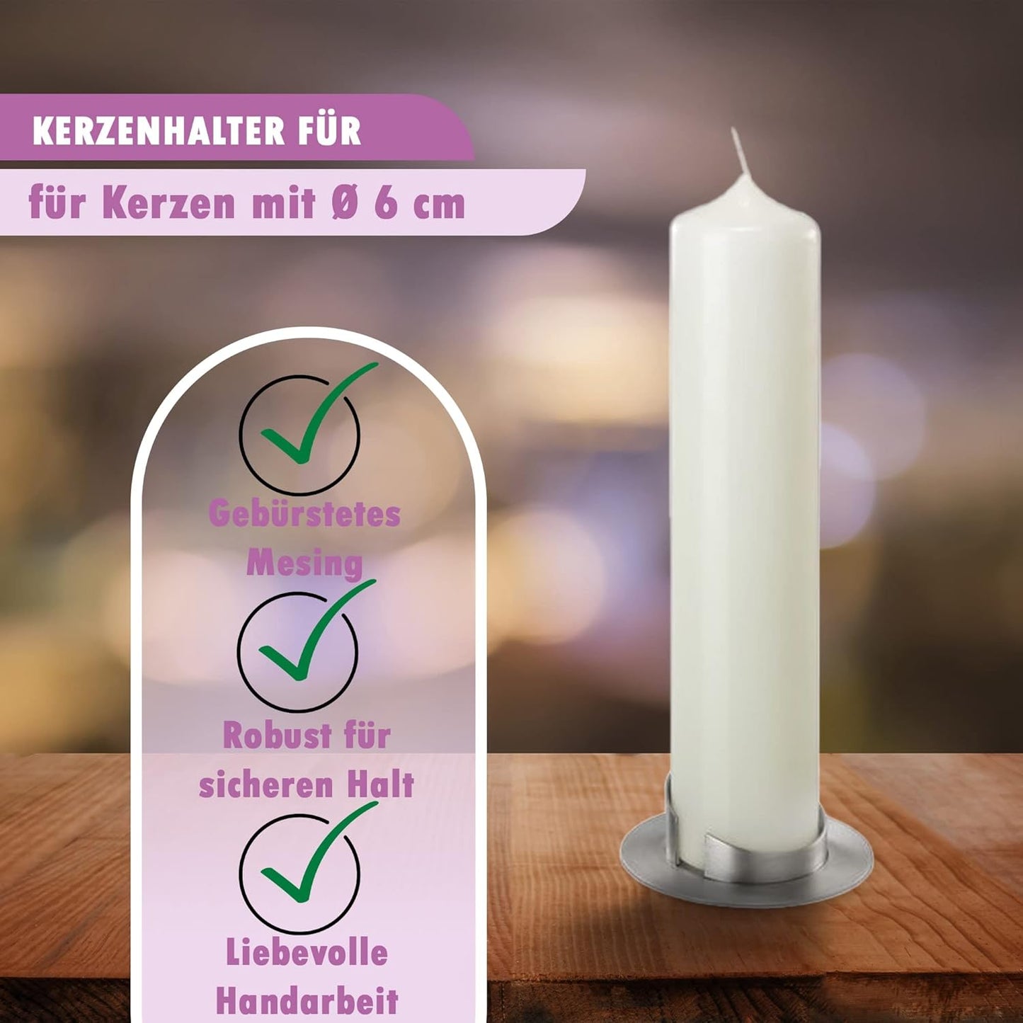 Kerzenleuchter, Ø 6 cm Silber