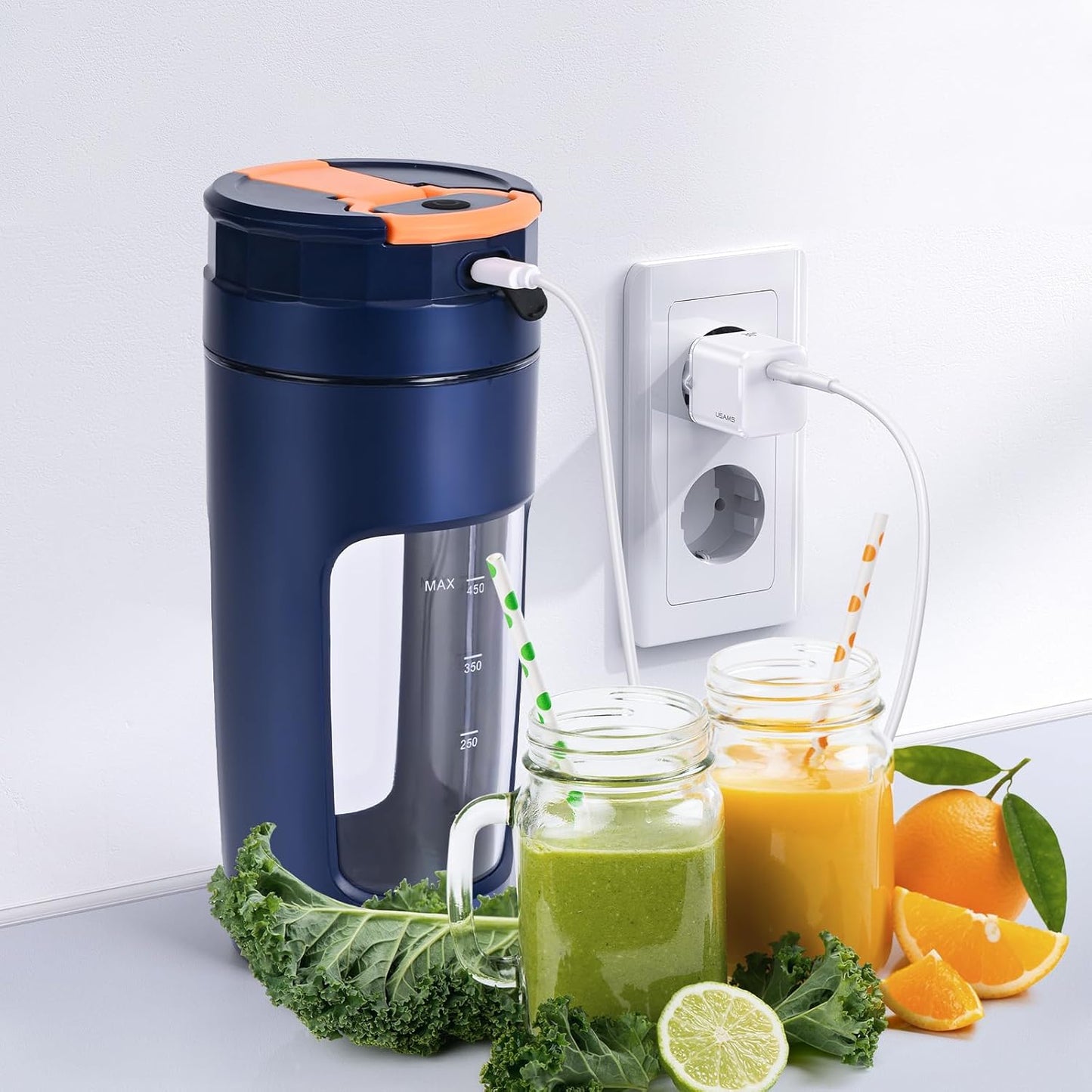 Tragbarer Mini-Mixer, kabellos & wiederaufladbar, max. 20.000 U/min, Blau