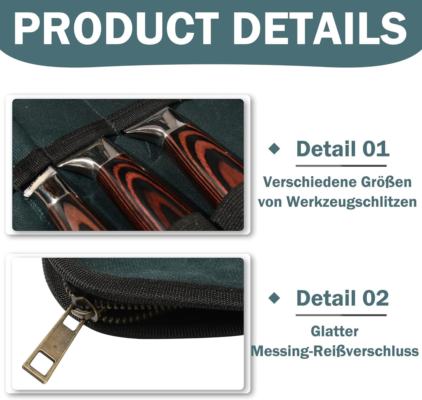 Kochmesser-Rolltasche, Dunkelgrün