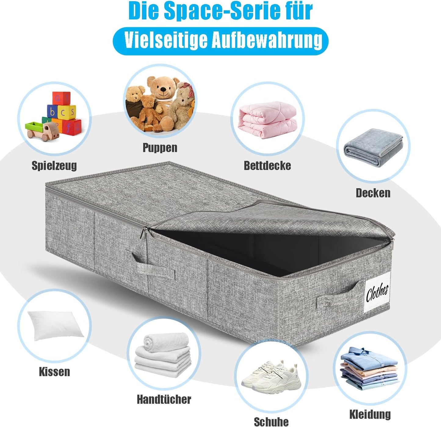 Unterbett Aufbewahrungsboxen, Grau-3pcs