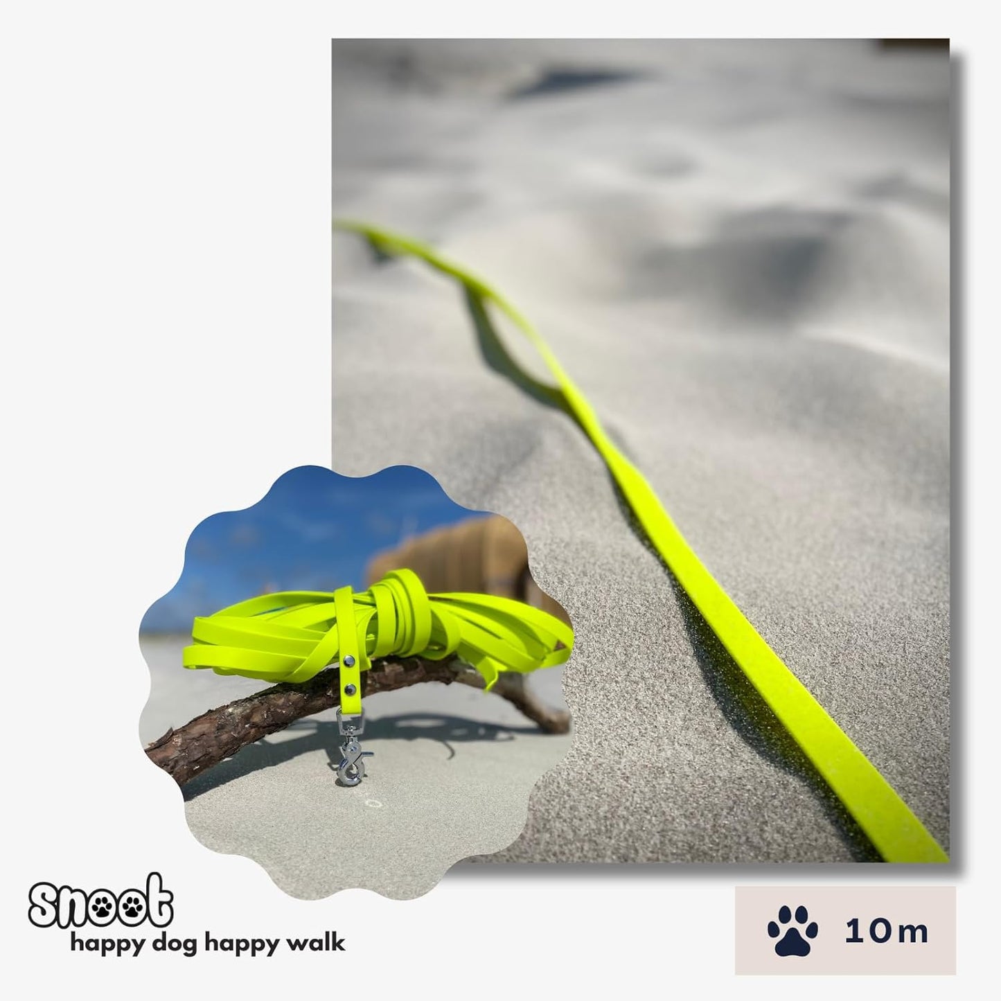 Schleppleine, 10m, für kräftige Hunde Neon Gelb