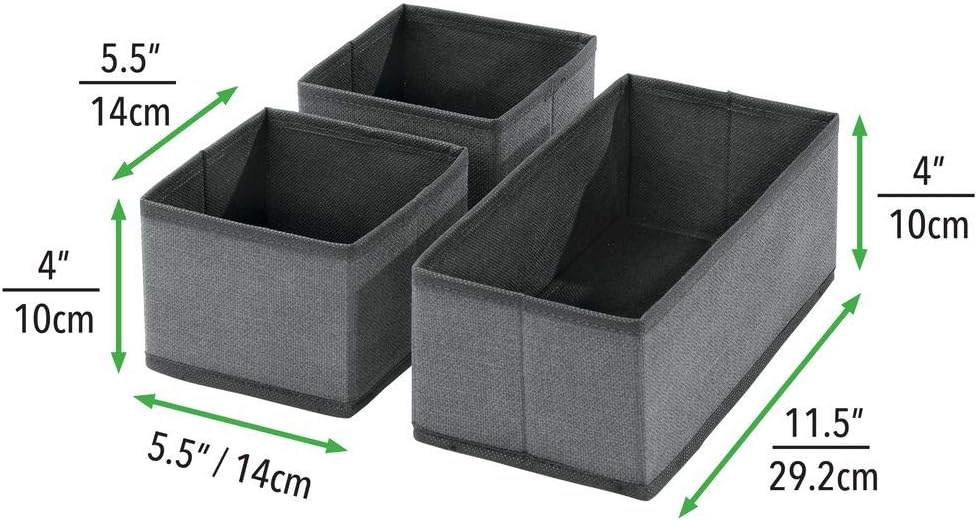 6er-Set Aufbewahrungs-Stoffboxen, Dunkelgrau/Schwarz