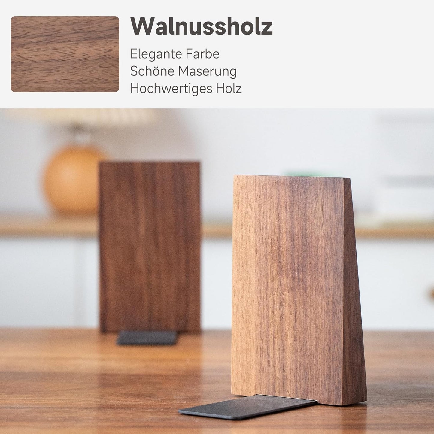 2 Stück Walnuss-Buchstützen, Walnussholz