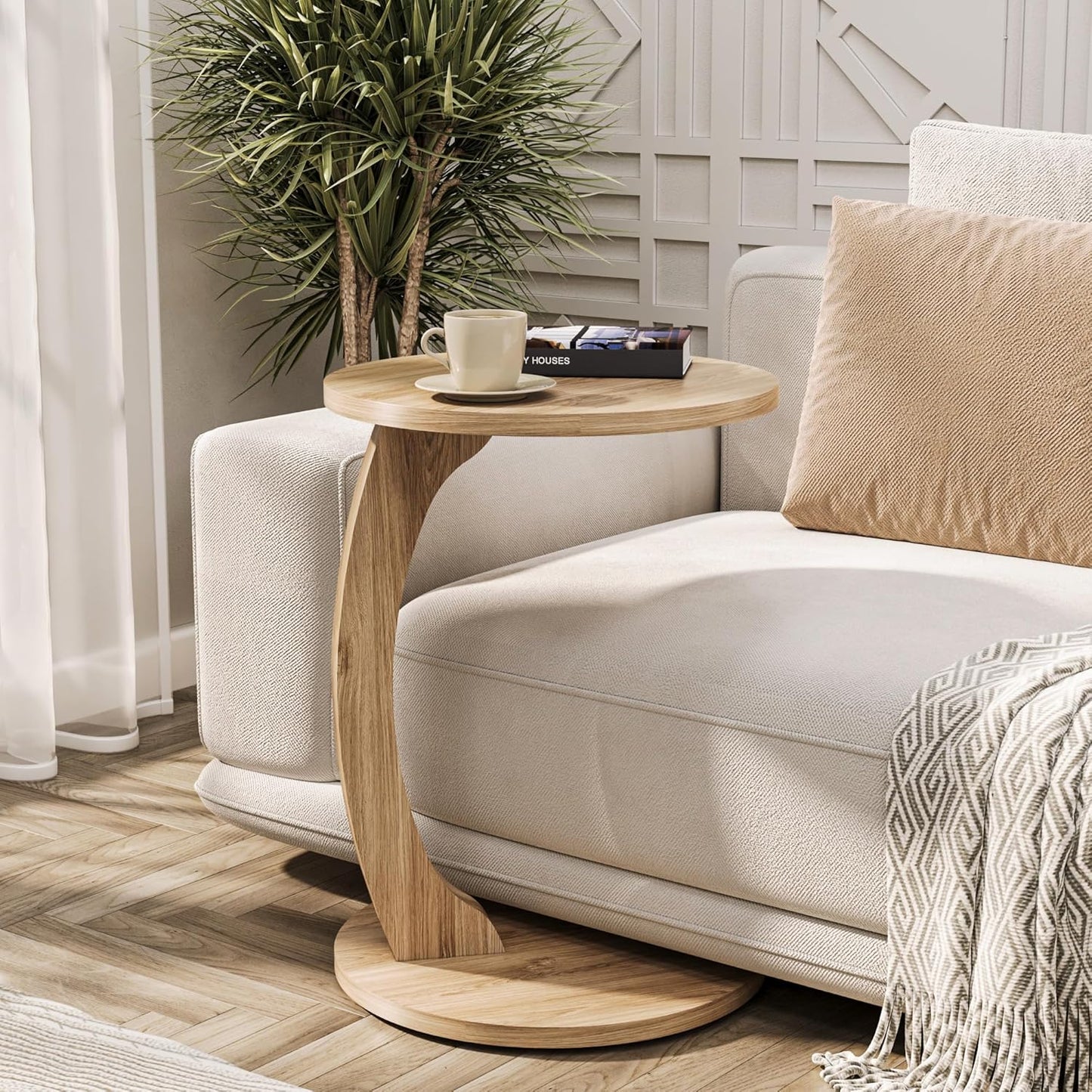 C Form Beistelltisch, Nussbaum-optik C-Form