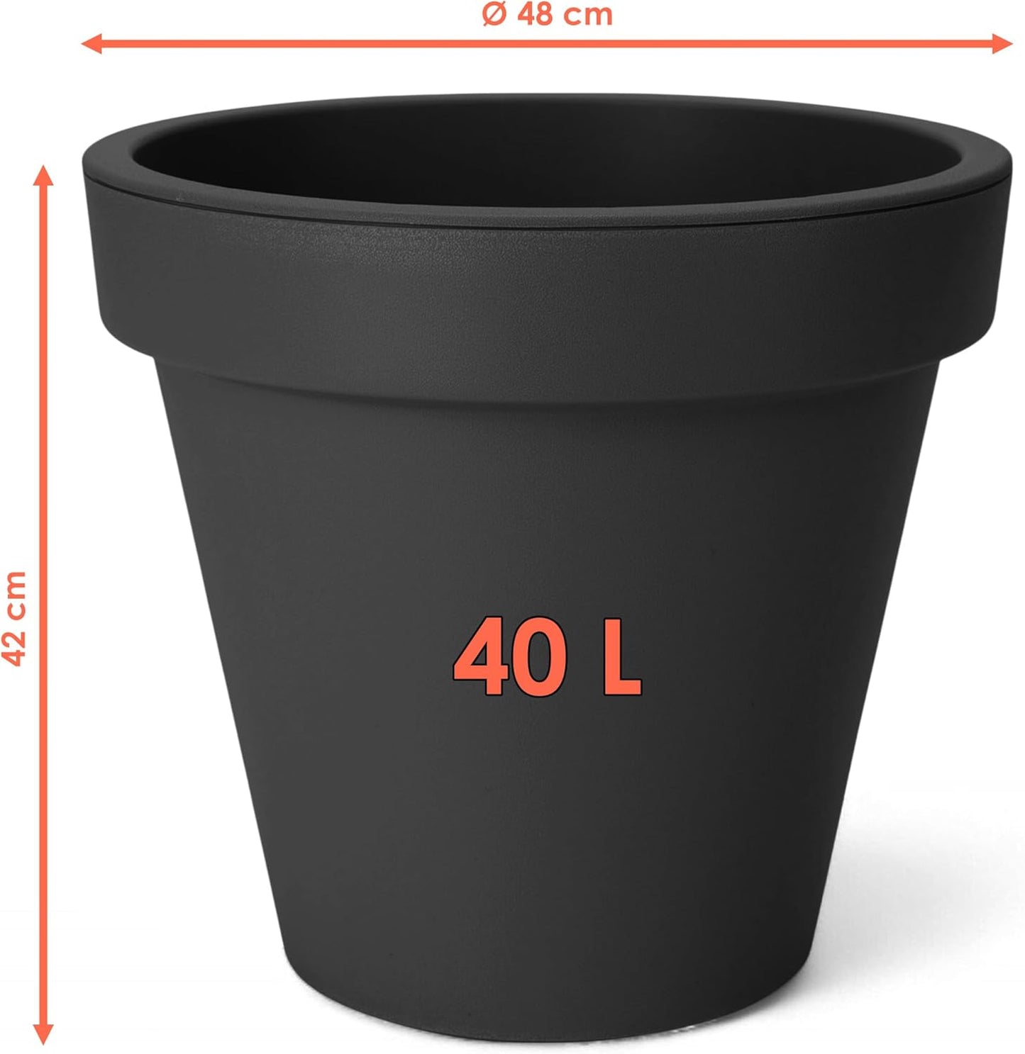 Pflanzkübel, Ø 48 cm Anthrazit