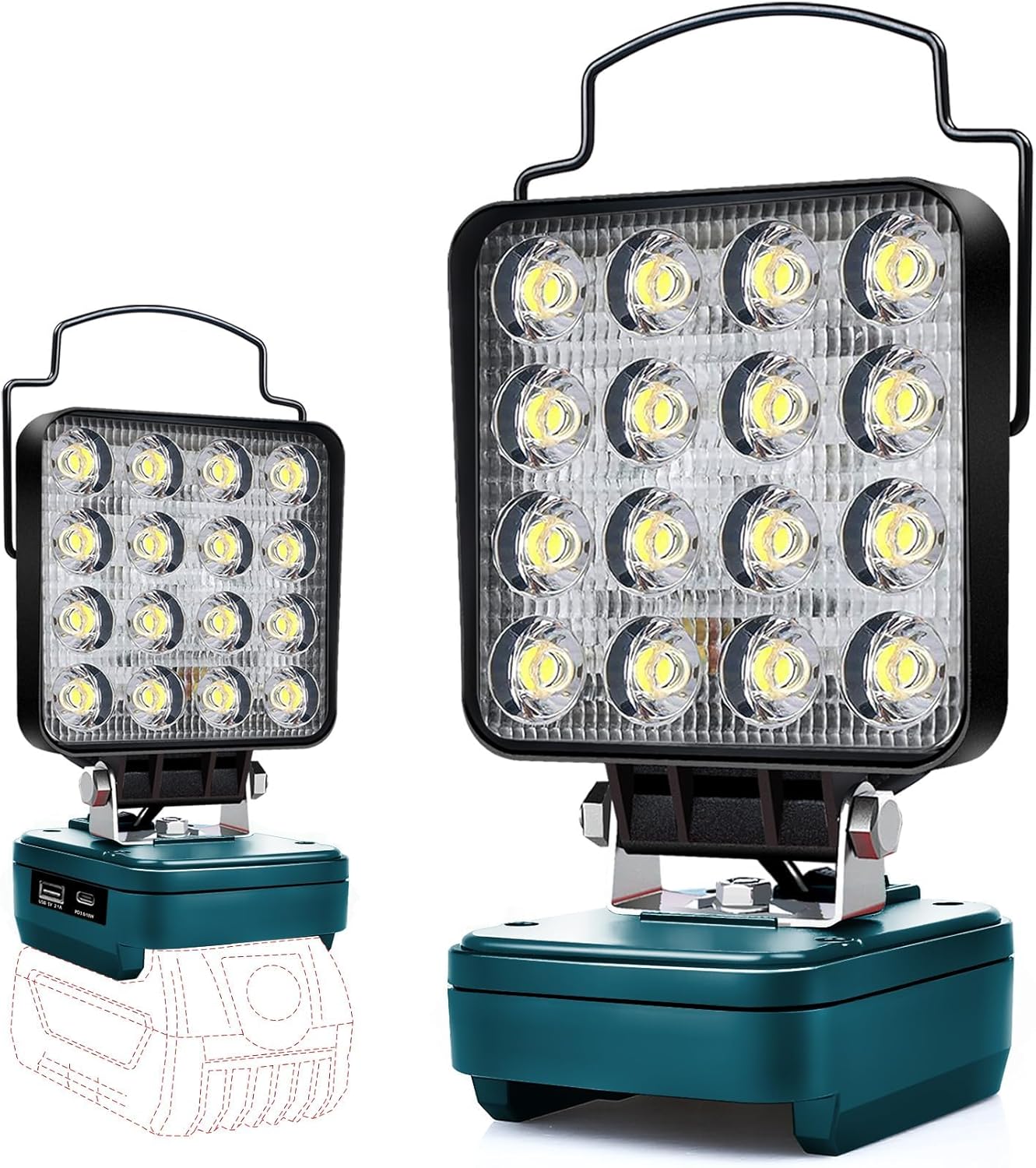LED Arbeitsleuchte 18V Akku, Braun
