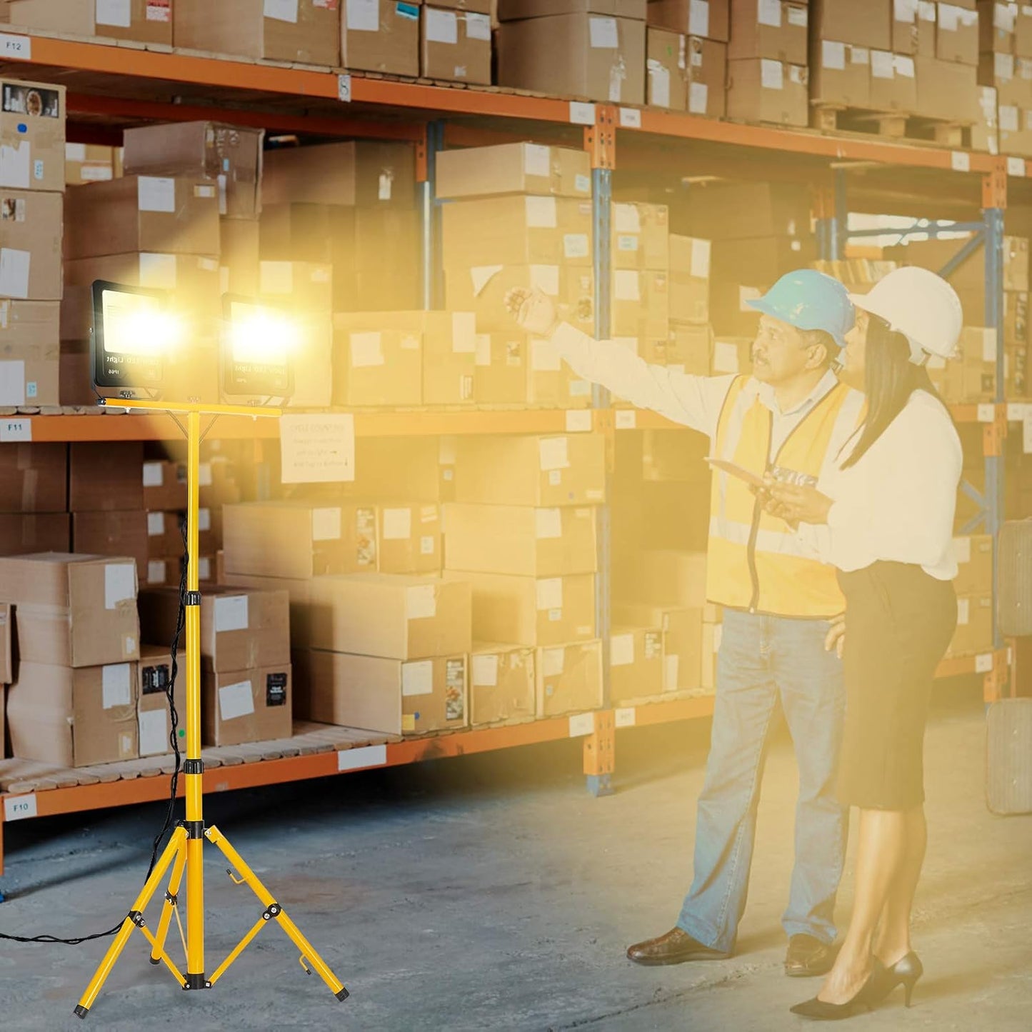 LED-Arbeitsstrahler mit Stativ, Warmweiß 100W, mit Stativ