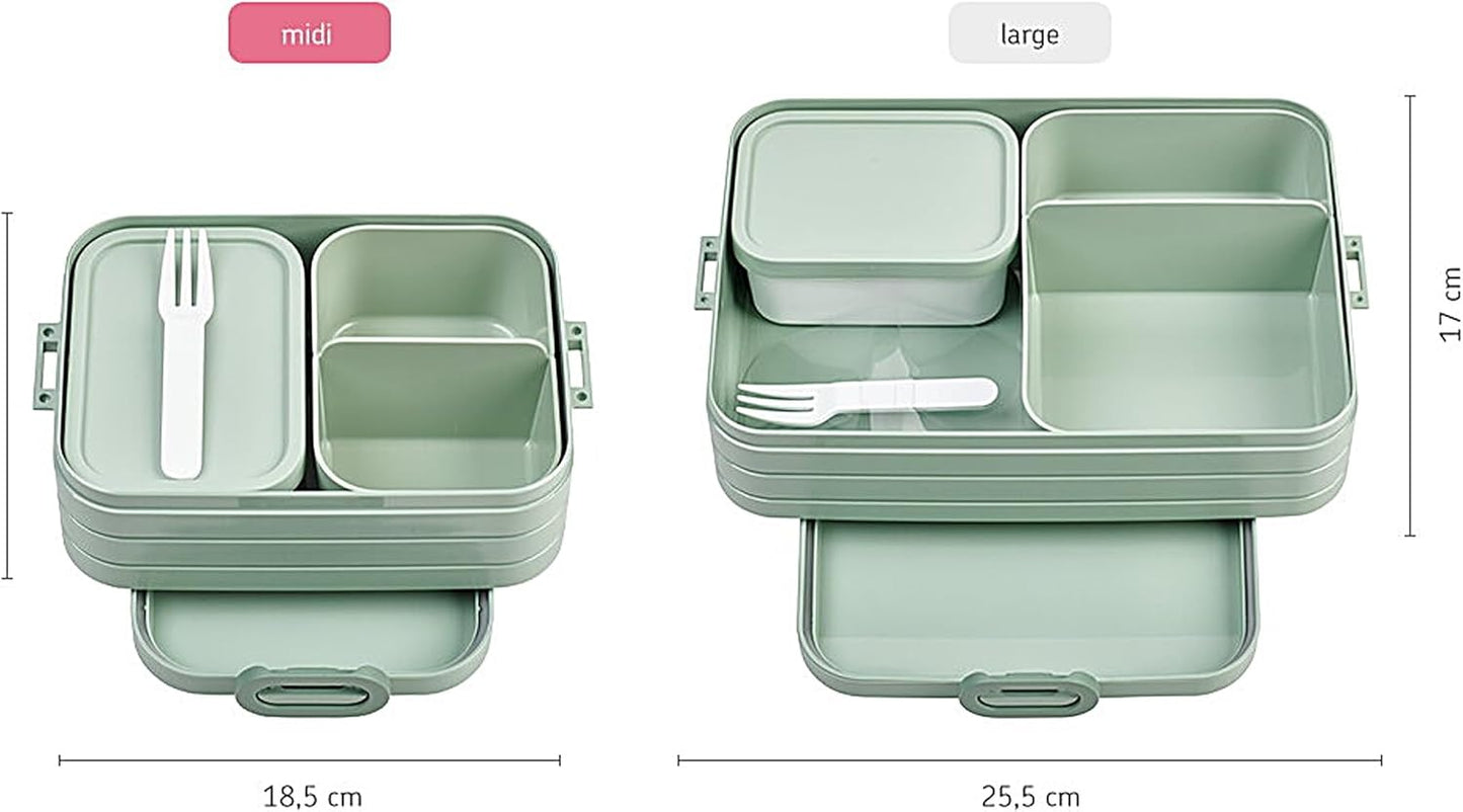 Take A Break Bento Brotdose Midi mit Fächern für Snacks, Medium, Old Nordic Blue