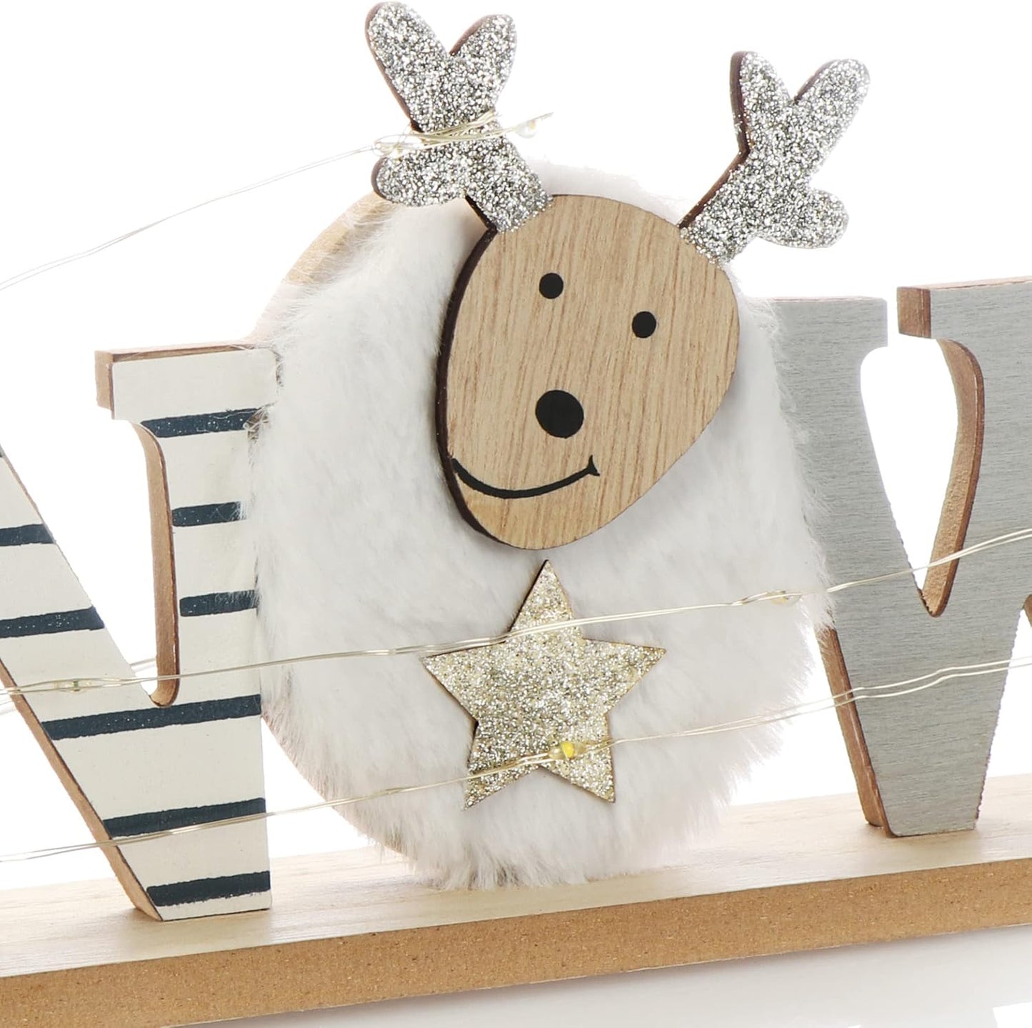LED Deko-Aufsteller Schaf-Design mit Timer, weiss - Schaf