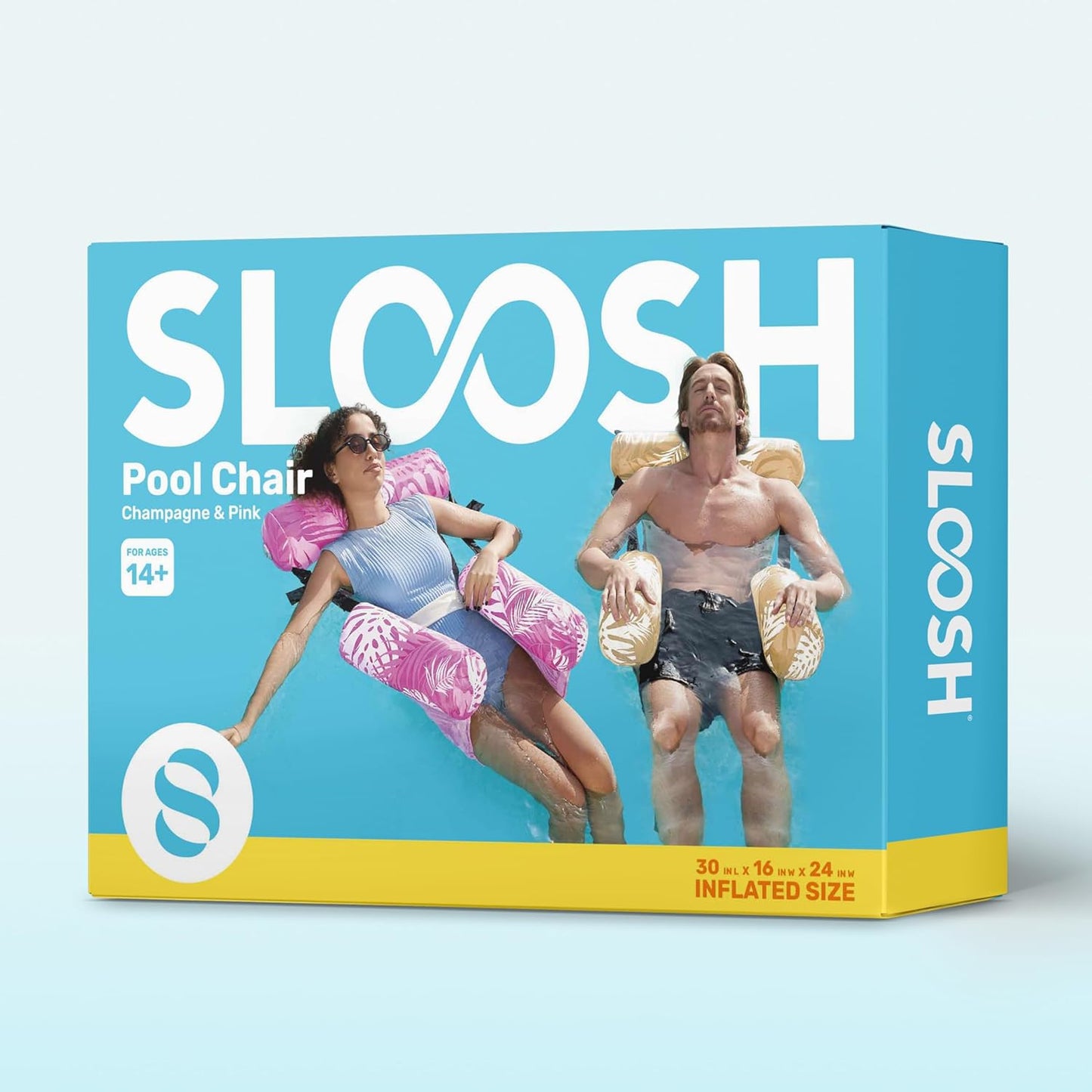 Aufblasbare Pool-Schwimmsitze 2er-Set für Erwachsene, Champagner, Rosa