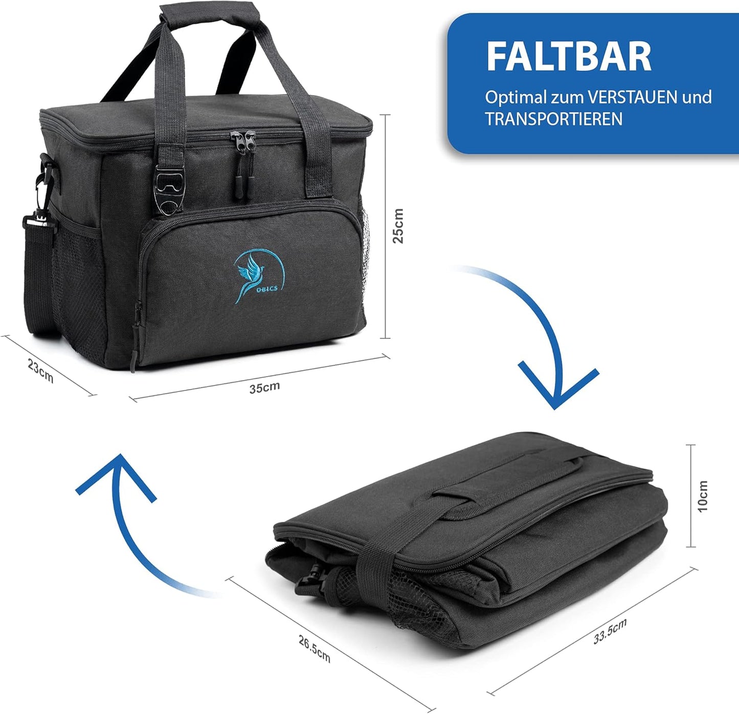 Kühltasche, 20 Liter, Schwarz