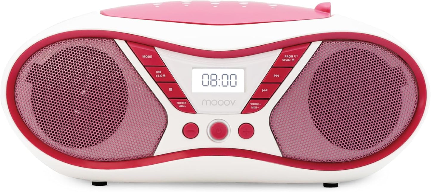 Tragbarer CD-Player für Kinder, Pink & White